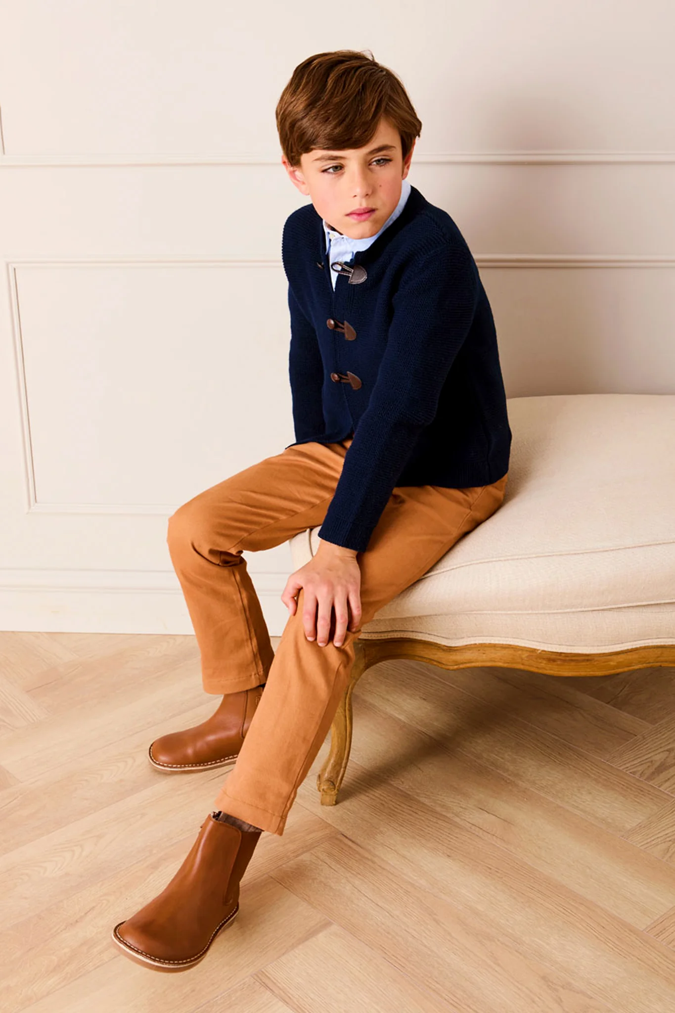 Toggle Fastening Knitted Cardigan in Blue - Image 2