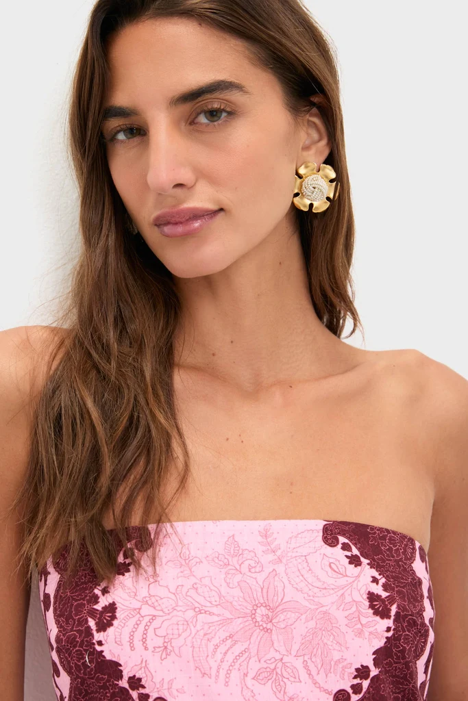 Blush and Maroon Abstract Bennet Midi Dress - Image 5