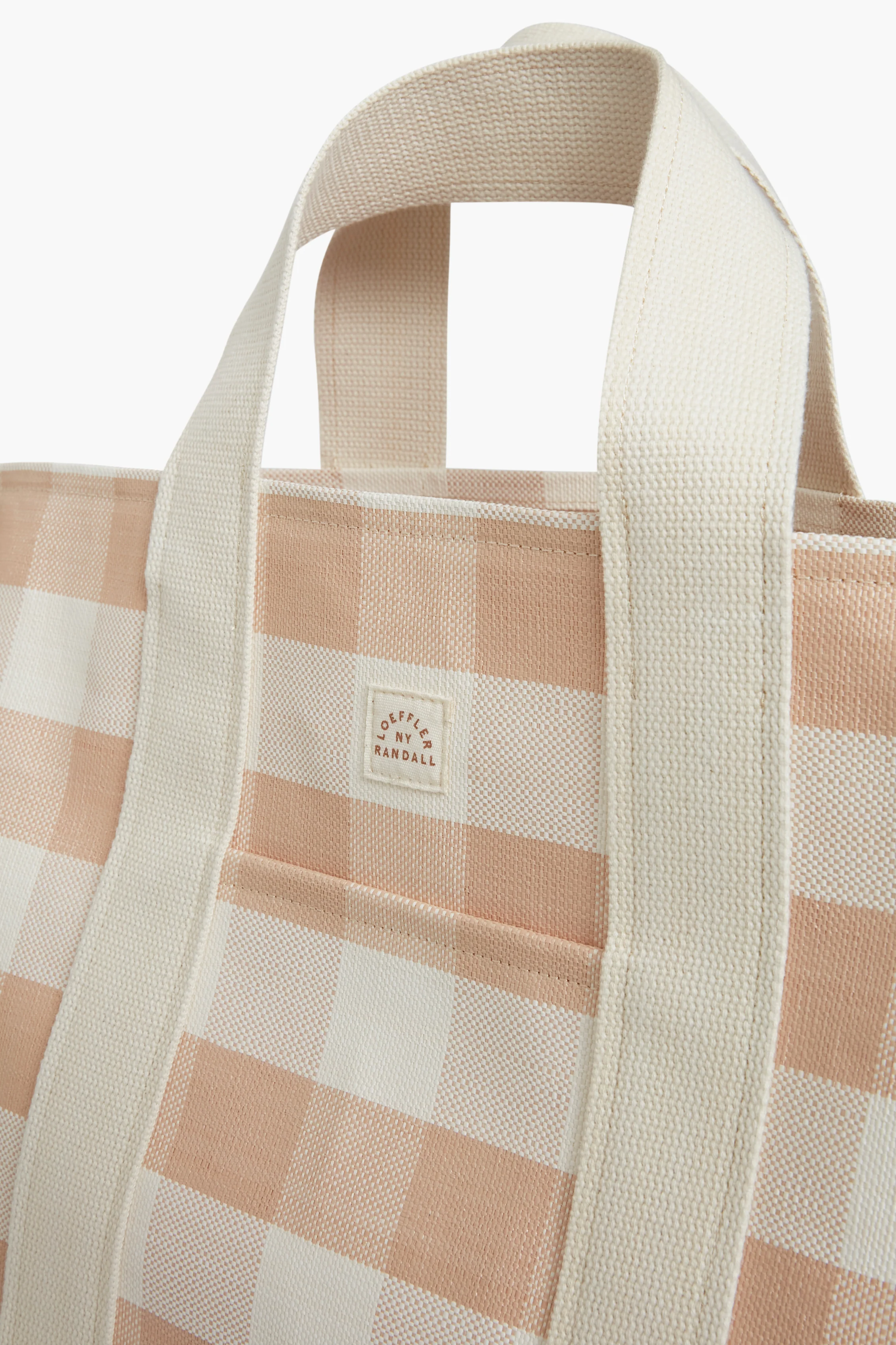 Blush Gingham Bodie Woven Leather Oversized Open Tote - Image 3