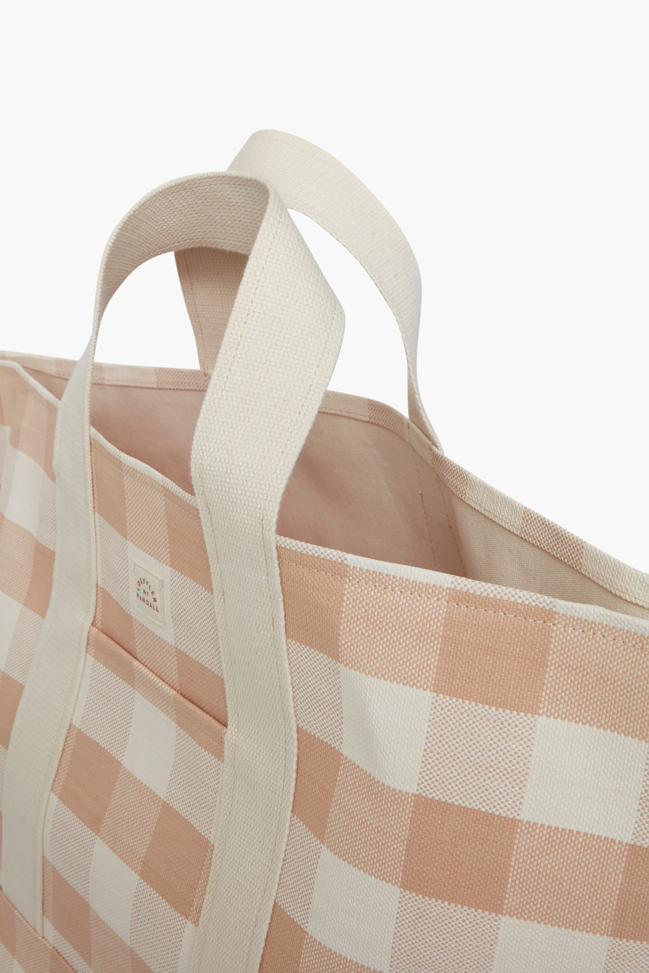 Blush Gingham Bodie Woven Leather Oversized Open Tote - Image 4