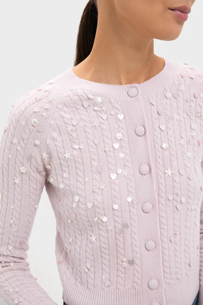 Blush Pink Gilberte Embroidered Cardigan - Image 2