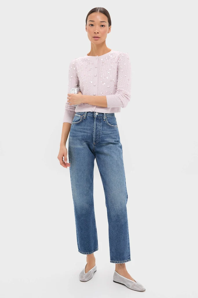 Blush Pink Gilberte Embroidered Cardigan - Image 3
