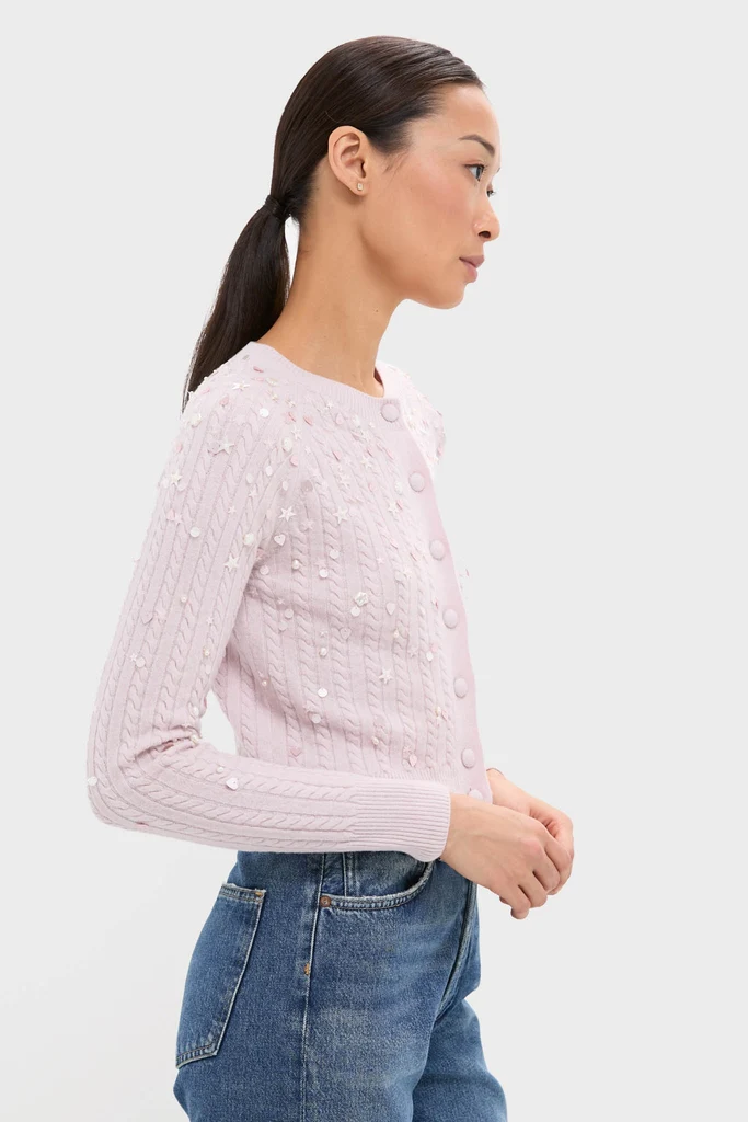 Blush Pink Gilberte Embroidered Cardigan - Image 4