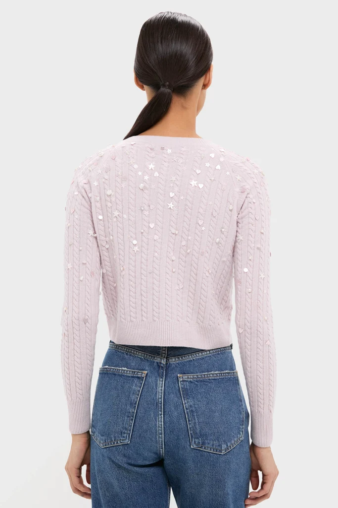 Blush Pink Gilberte Embroidered Cardigan - Image 5