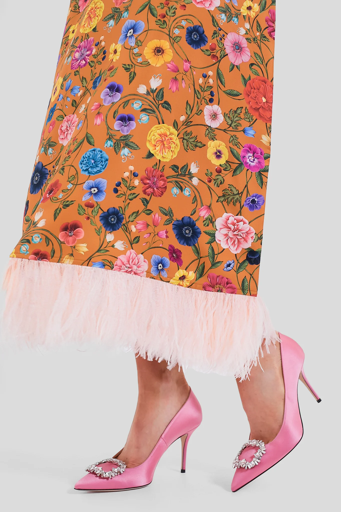 Botticelli Rust Short Sleeve Swing Dress with Feathers - Image 5