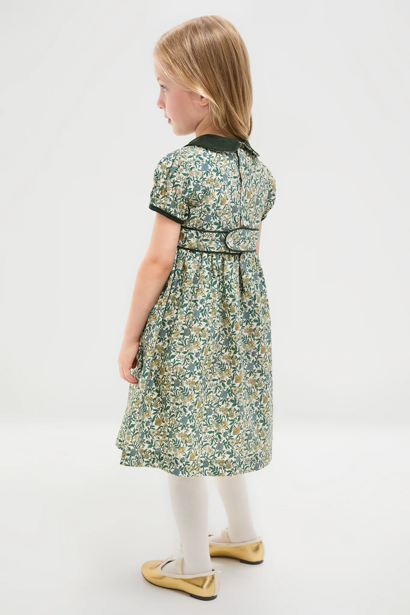 Bottle Green Floral Portia Girl Dress - Image 3