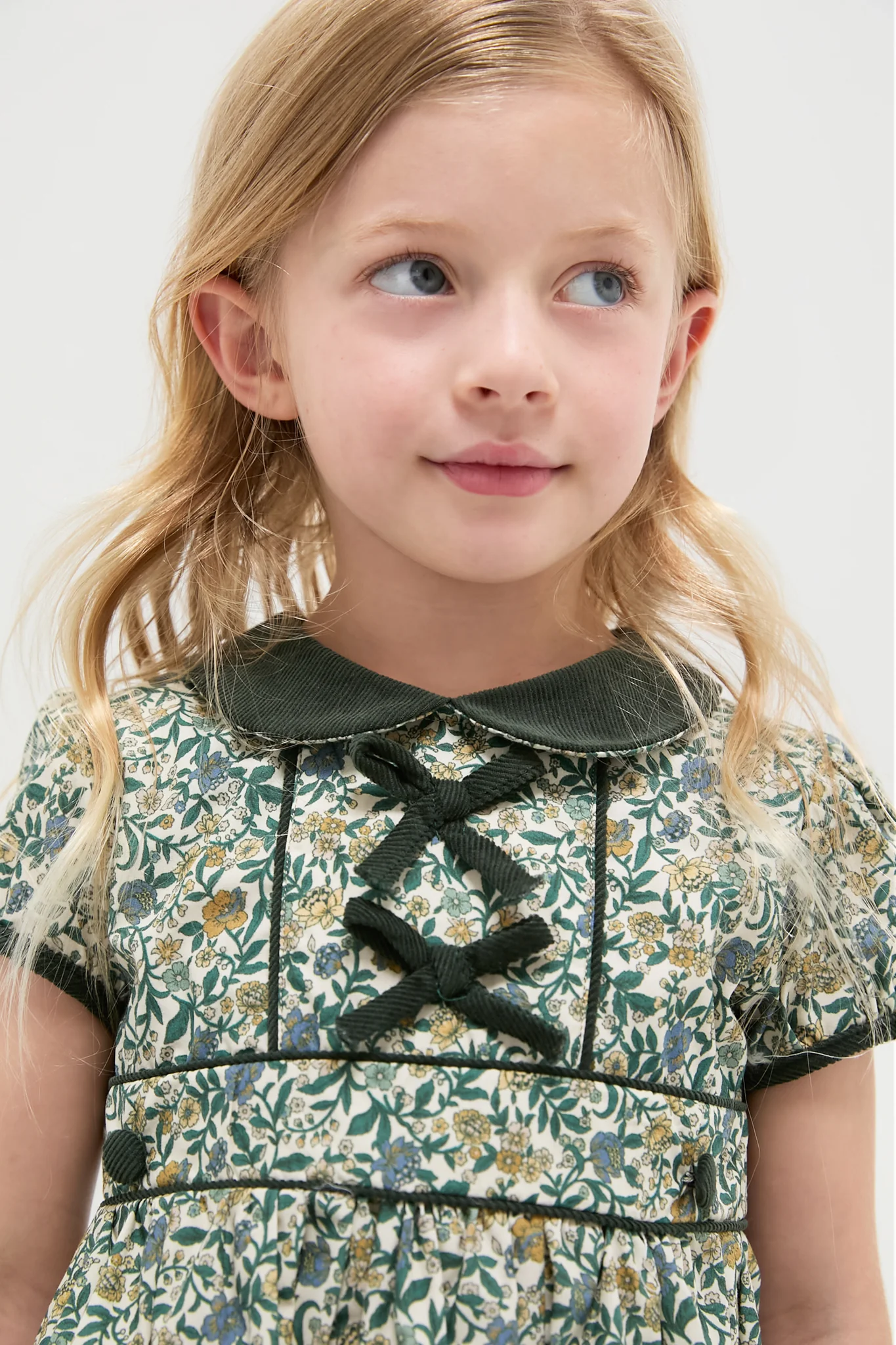 Bottle Green Floral Portia Girl Dress - Image 4