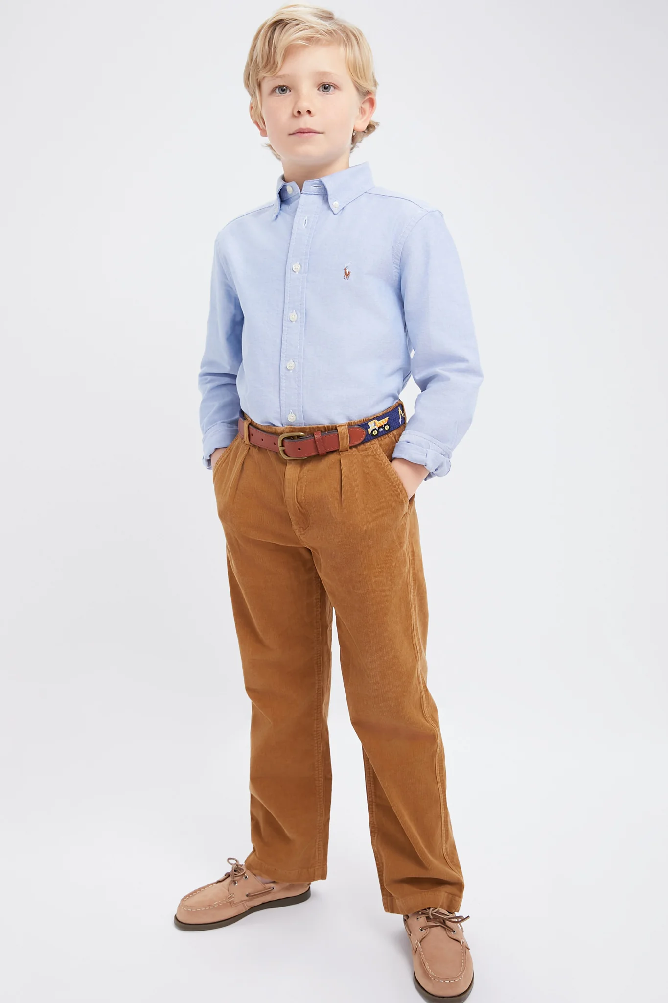 Boys Blue Long-Sleeve Oxford Button-Down Sportshirt - Image 5