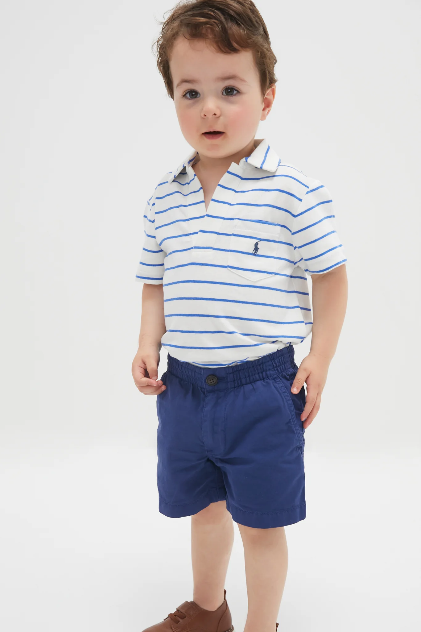 Boys Light Navy Parachute Twill Relaxed Fit Easy Short - Image 2