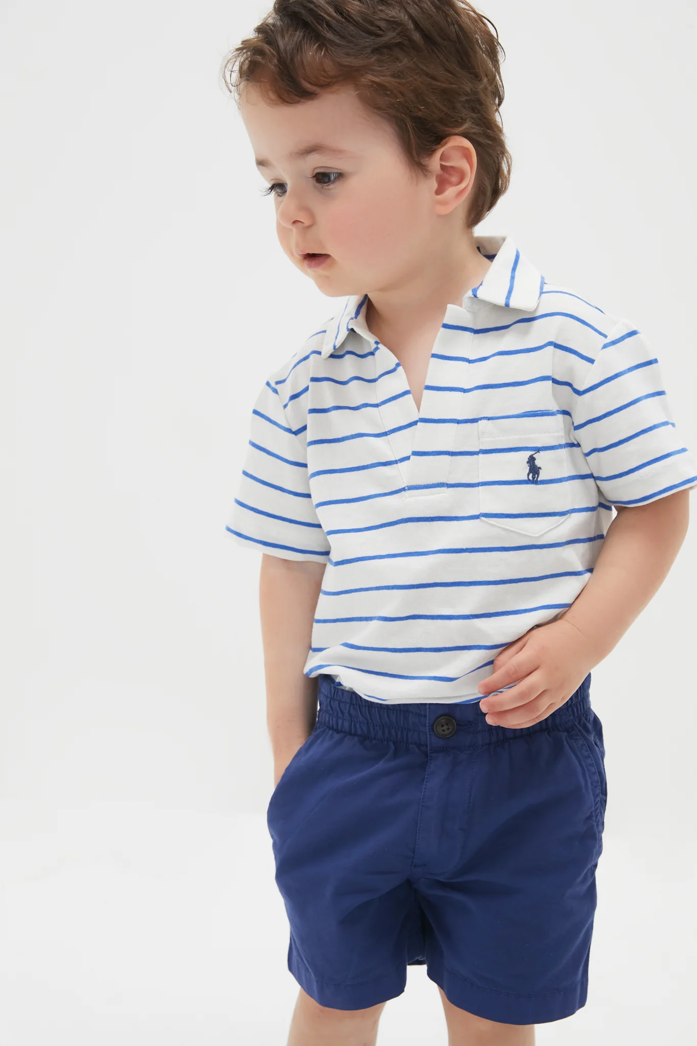 Boys Light Navy Parachute Twill Relaxed Fit Easy Short - Image 4