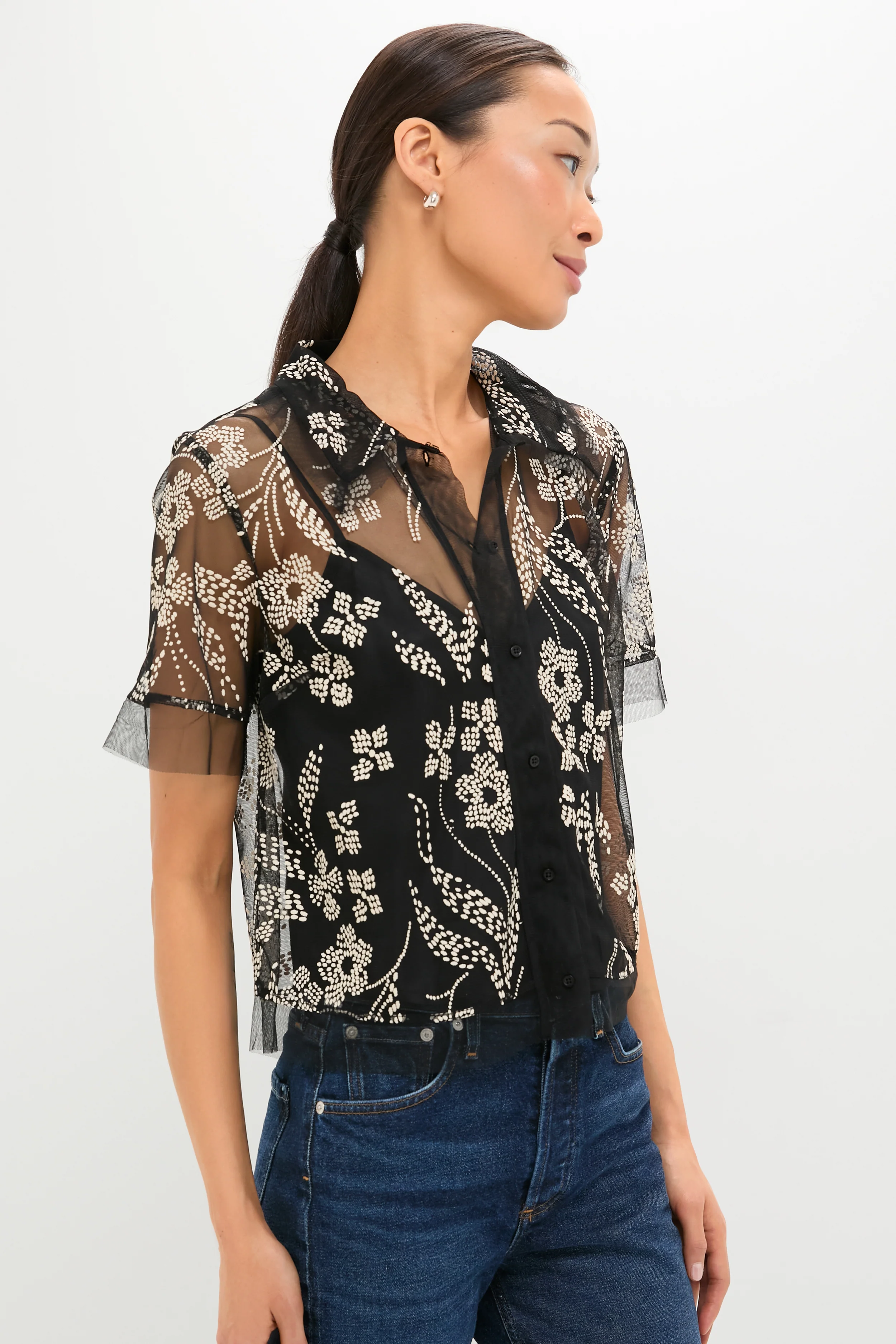 Brocade Floral The Cotillion Top - Image 3