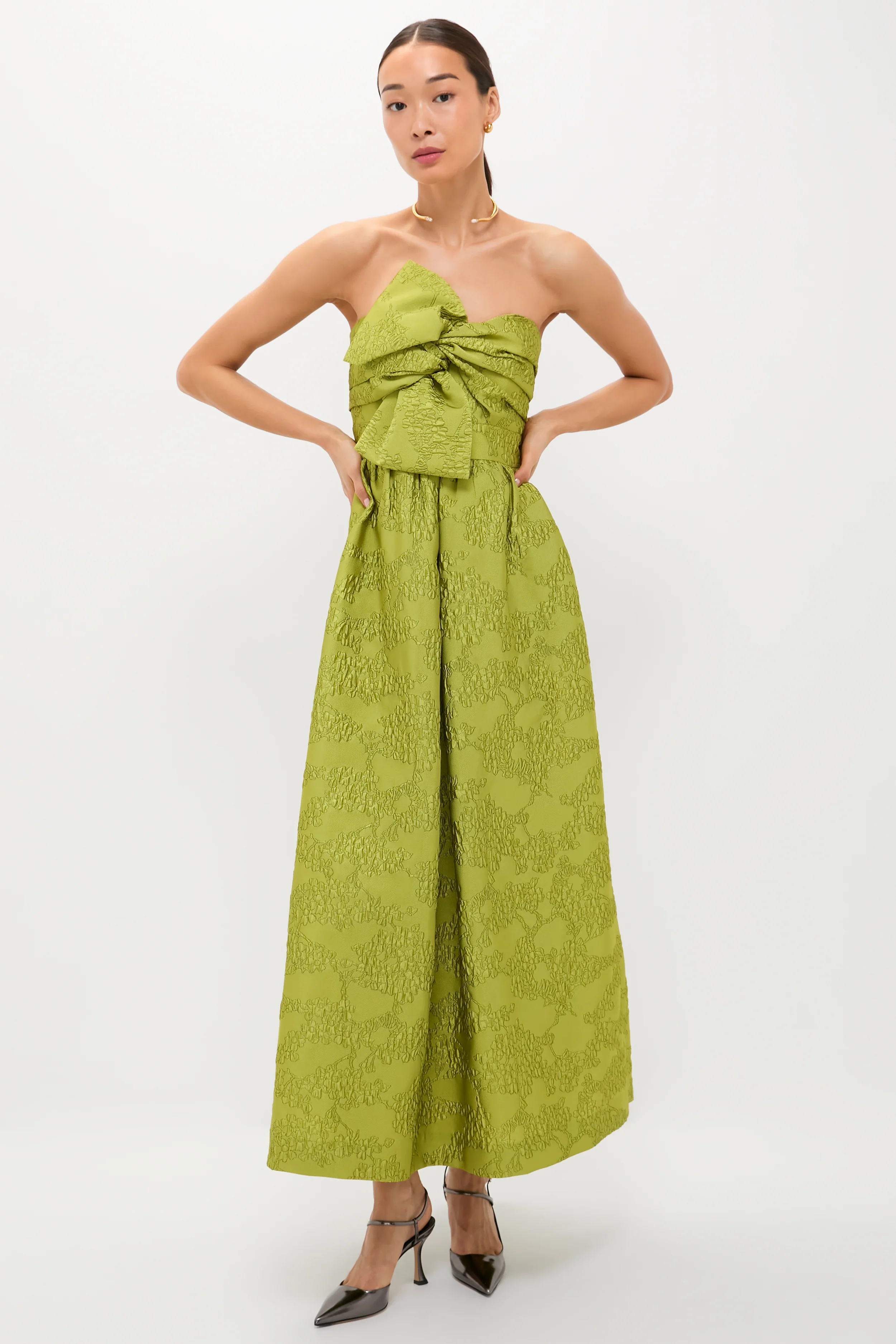 Brocade Metallic Strapless Kathleen Gown