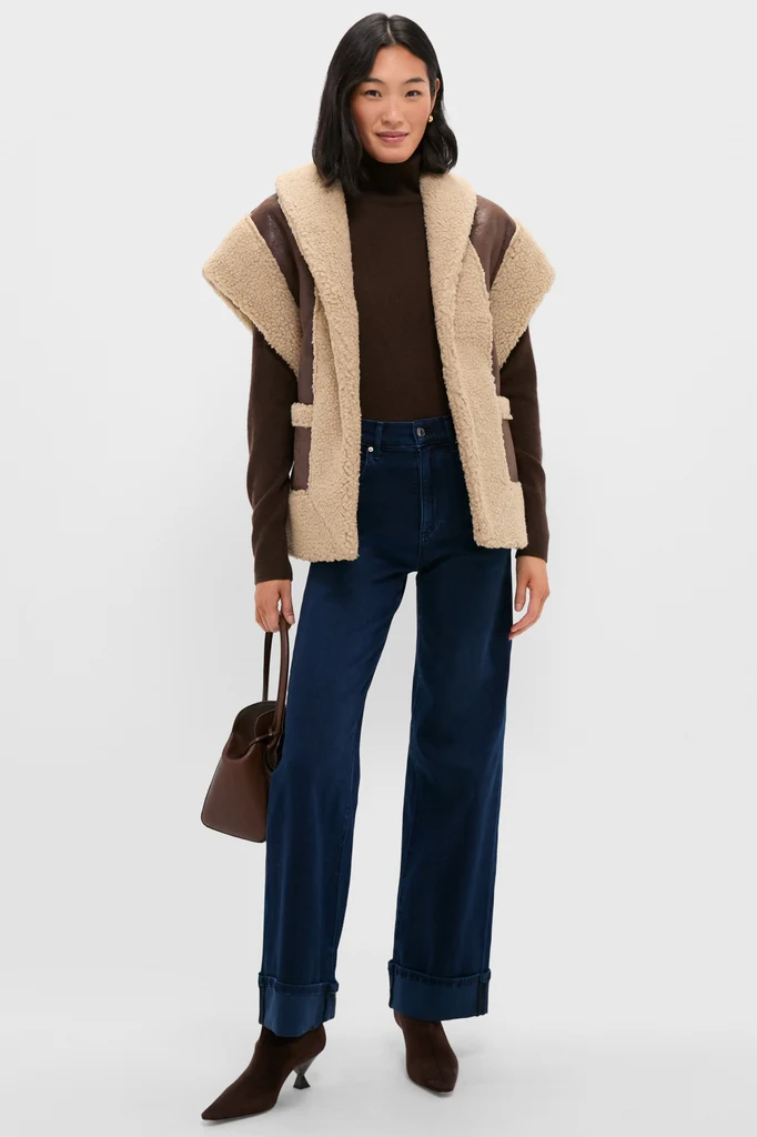 Brown Ace Faux Shearing Vest - Image 2