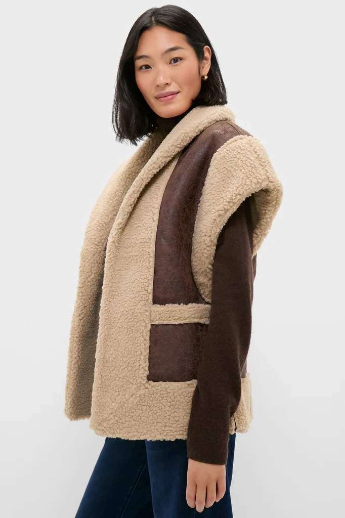 Brown Ace Faux Shearing Vest - Image 3