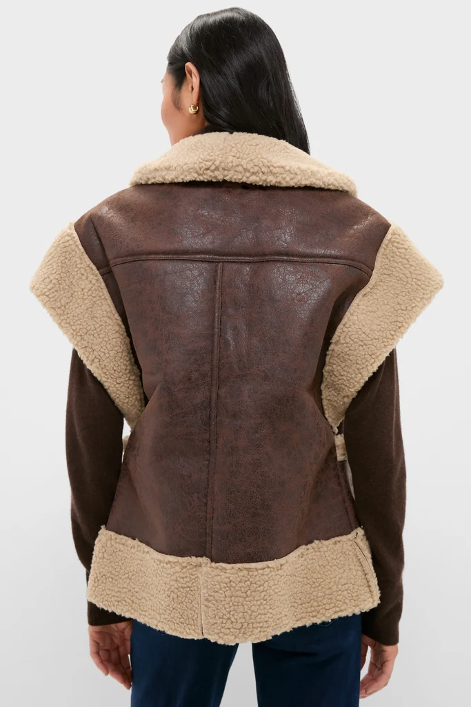 Brown Ace Faux Shearing Vest - Image 4