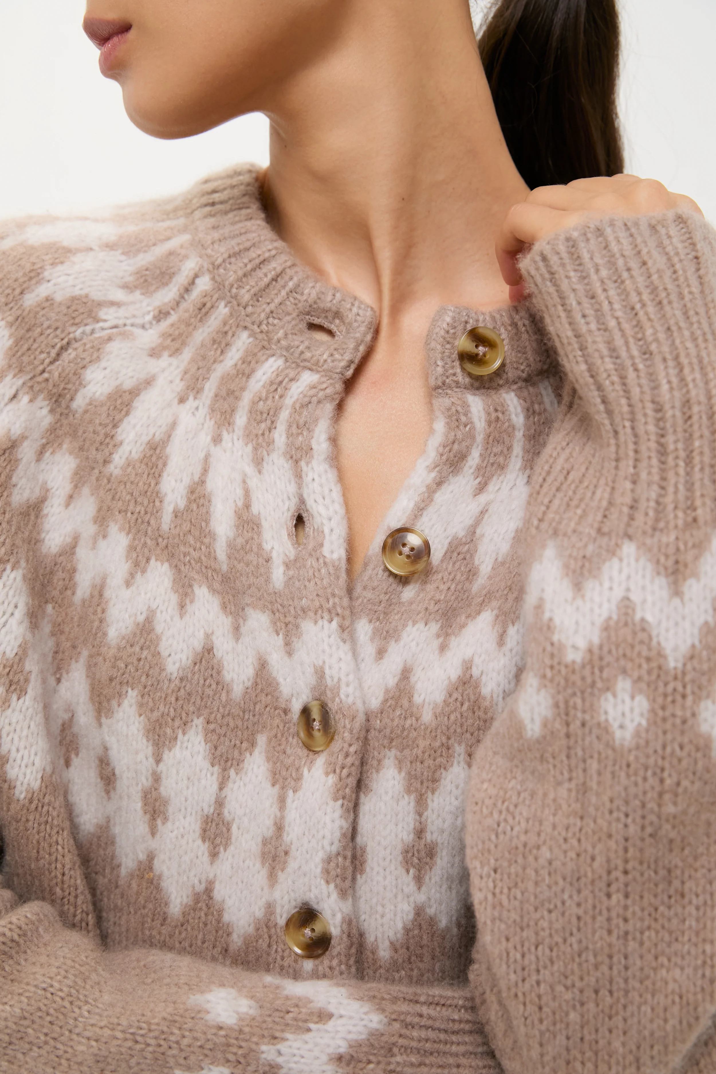 Brown and Gray Marlow Fair Isle Cardigan - Image 6