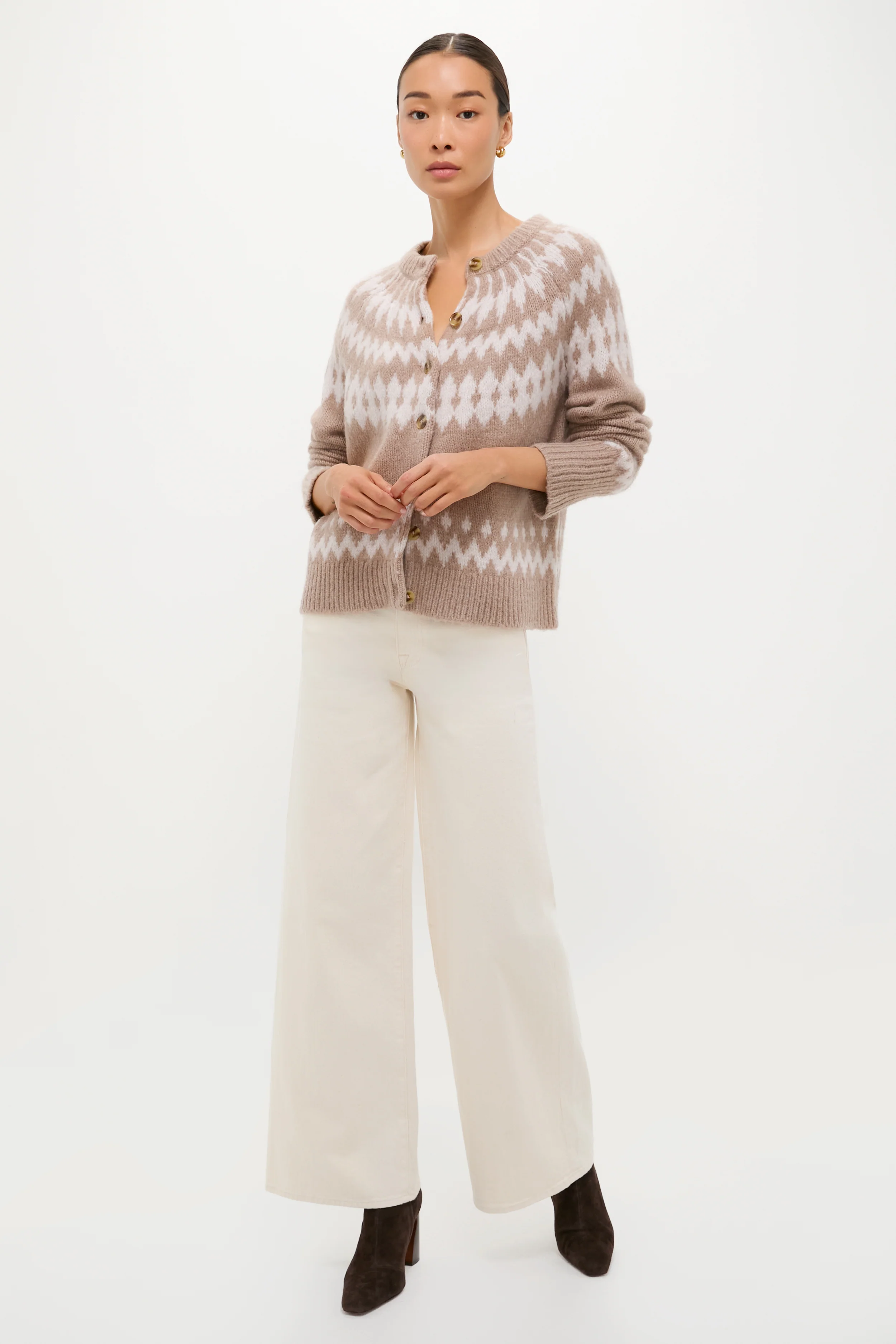 Brown and Gray Marlow Fair Isle Cardigan - Image 7