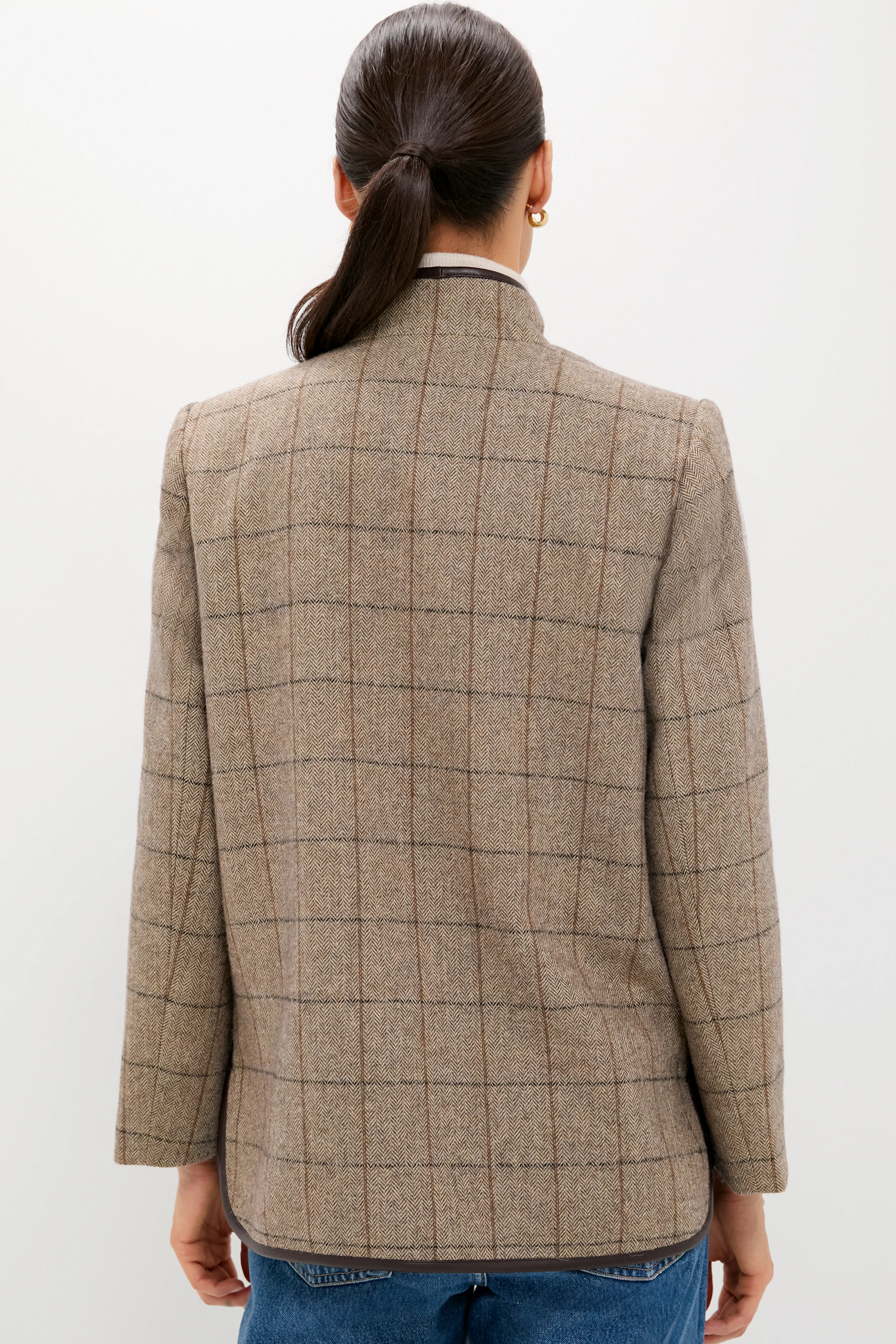 Brown Check Plaid Wool Dalton Jacket - Image 5