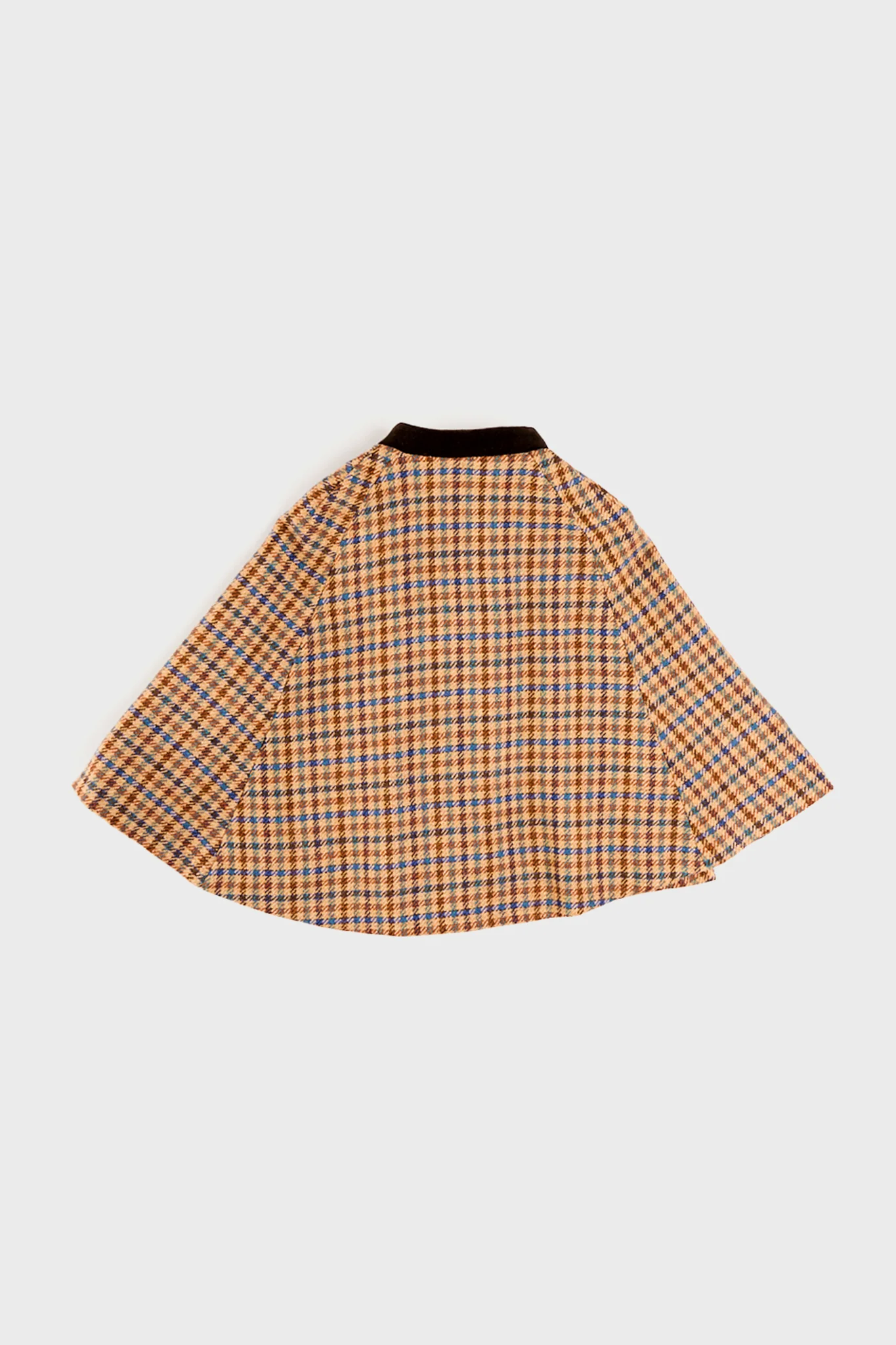 Checked Double Breasted Cape in Brown - Image 6