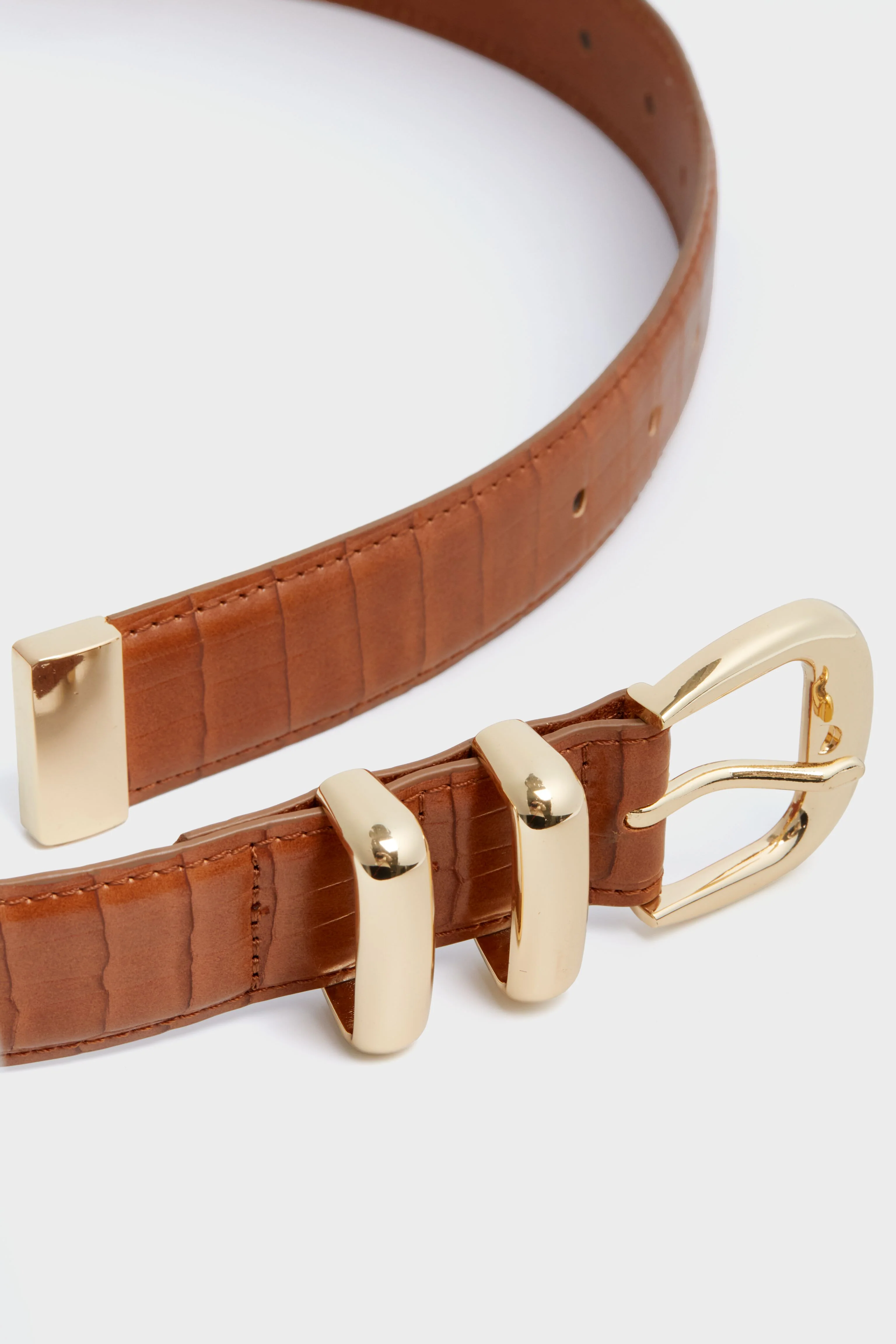 Brown Croc-Embossed Classic Belt - Image 5