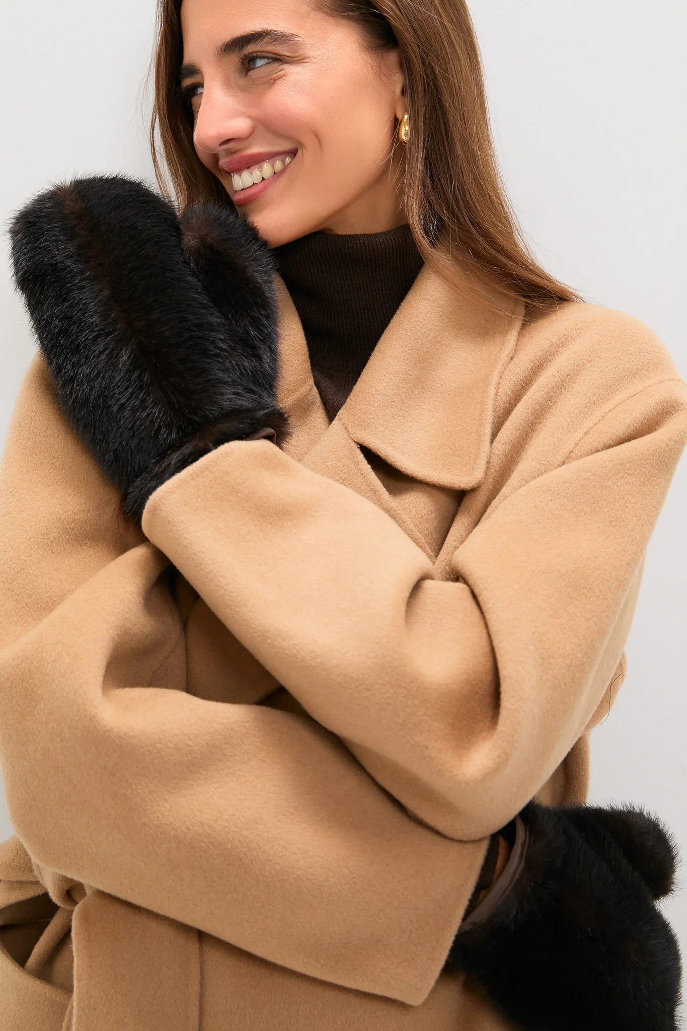 Brown Fur Mittens - Image 2