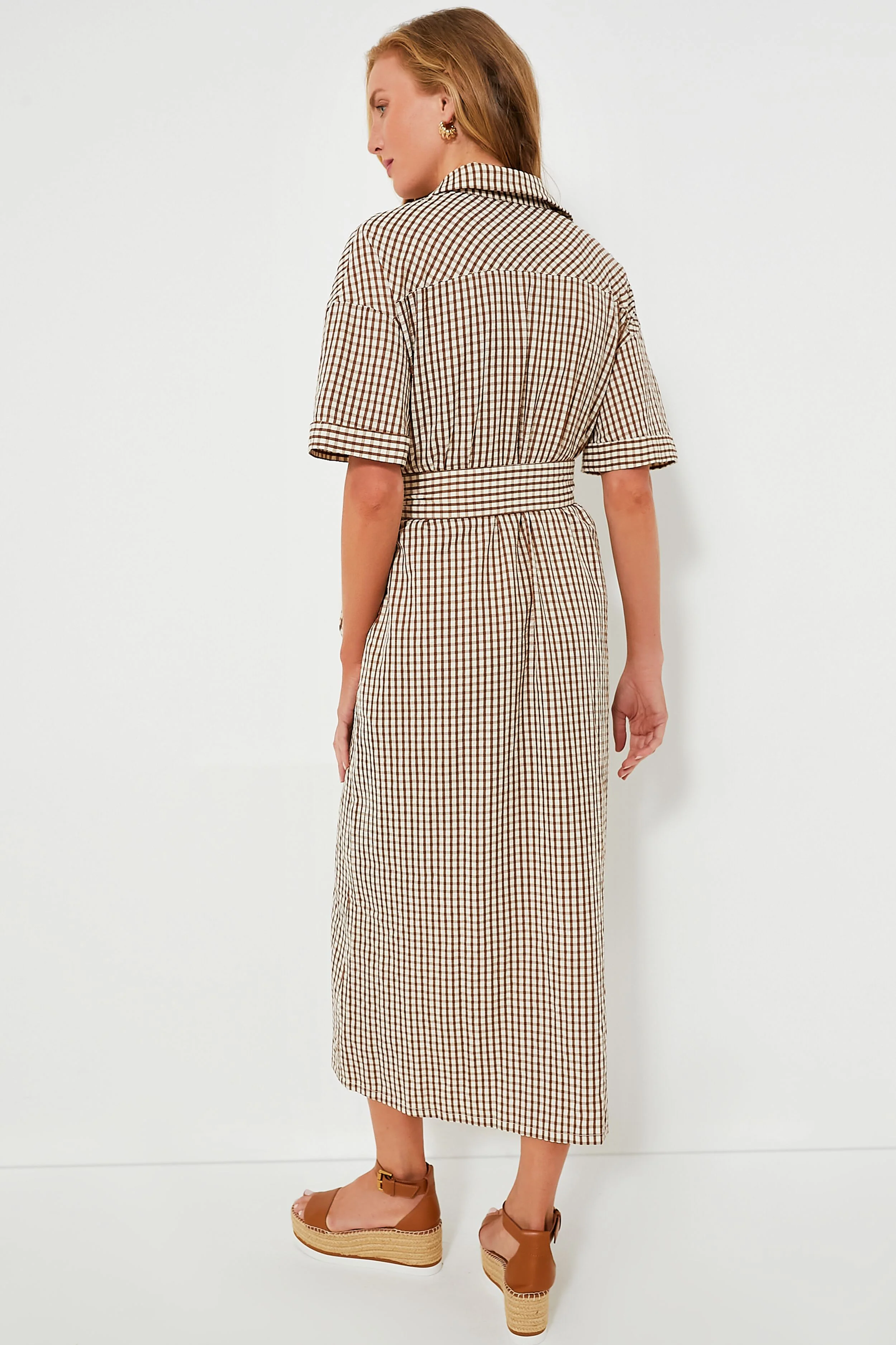 Brown Gingham Seersucker Zacara Dress - Image 5