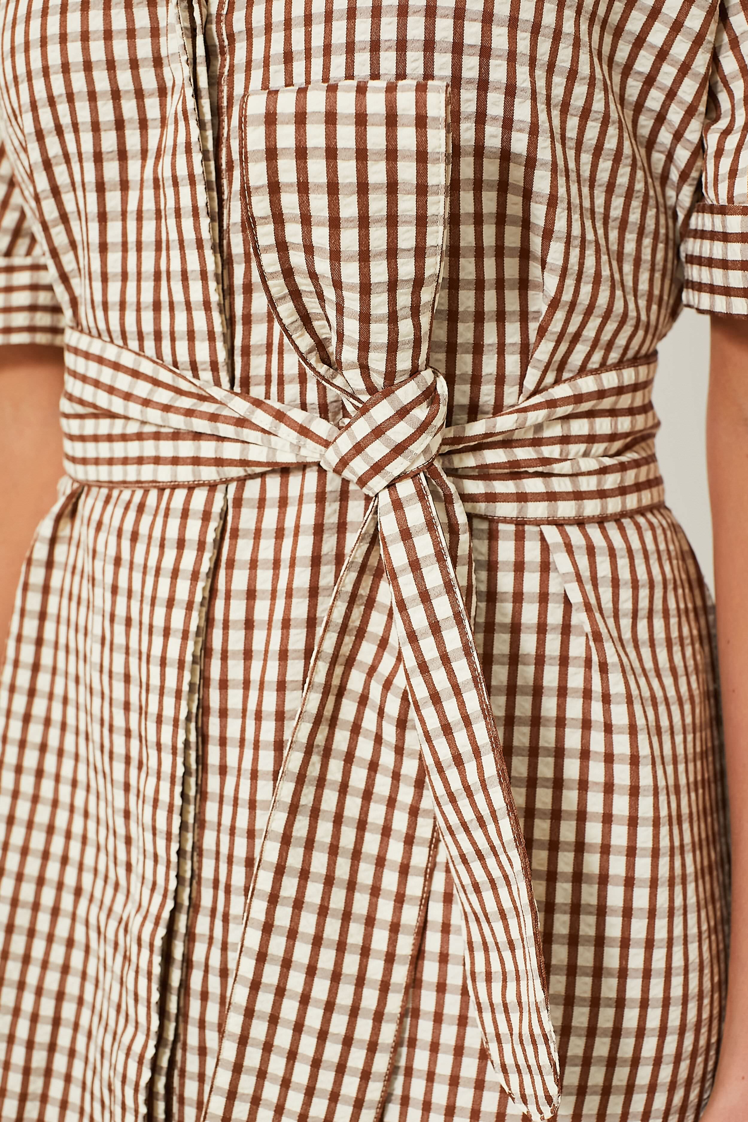 Brown Gingham Seersucker Zacara Dress - Image 6
