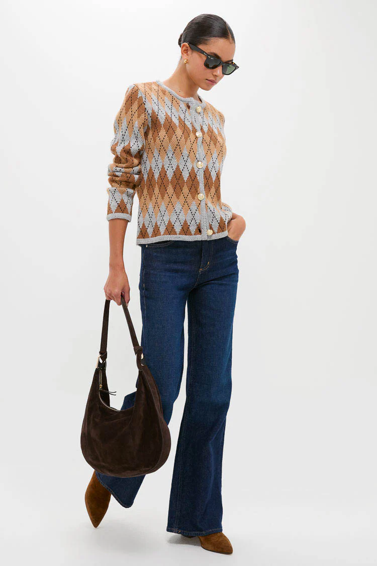 Brown & Grey Argyle Caspian Cardigan - Image 2