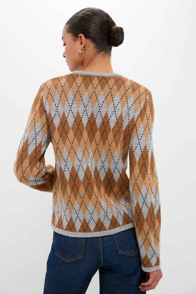 Brown & Grey Argyle Caspian Cardigan - Image 4