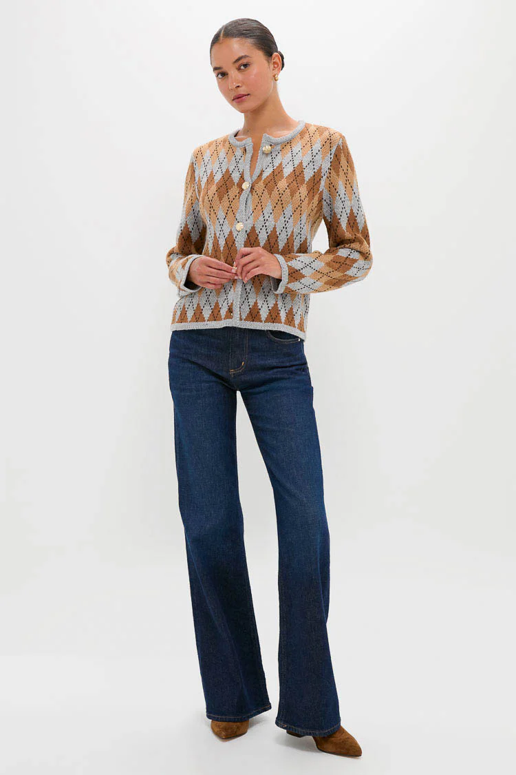 Brown & Grey Argyle Caspian Cardigan - Image 6