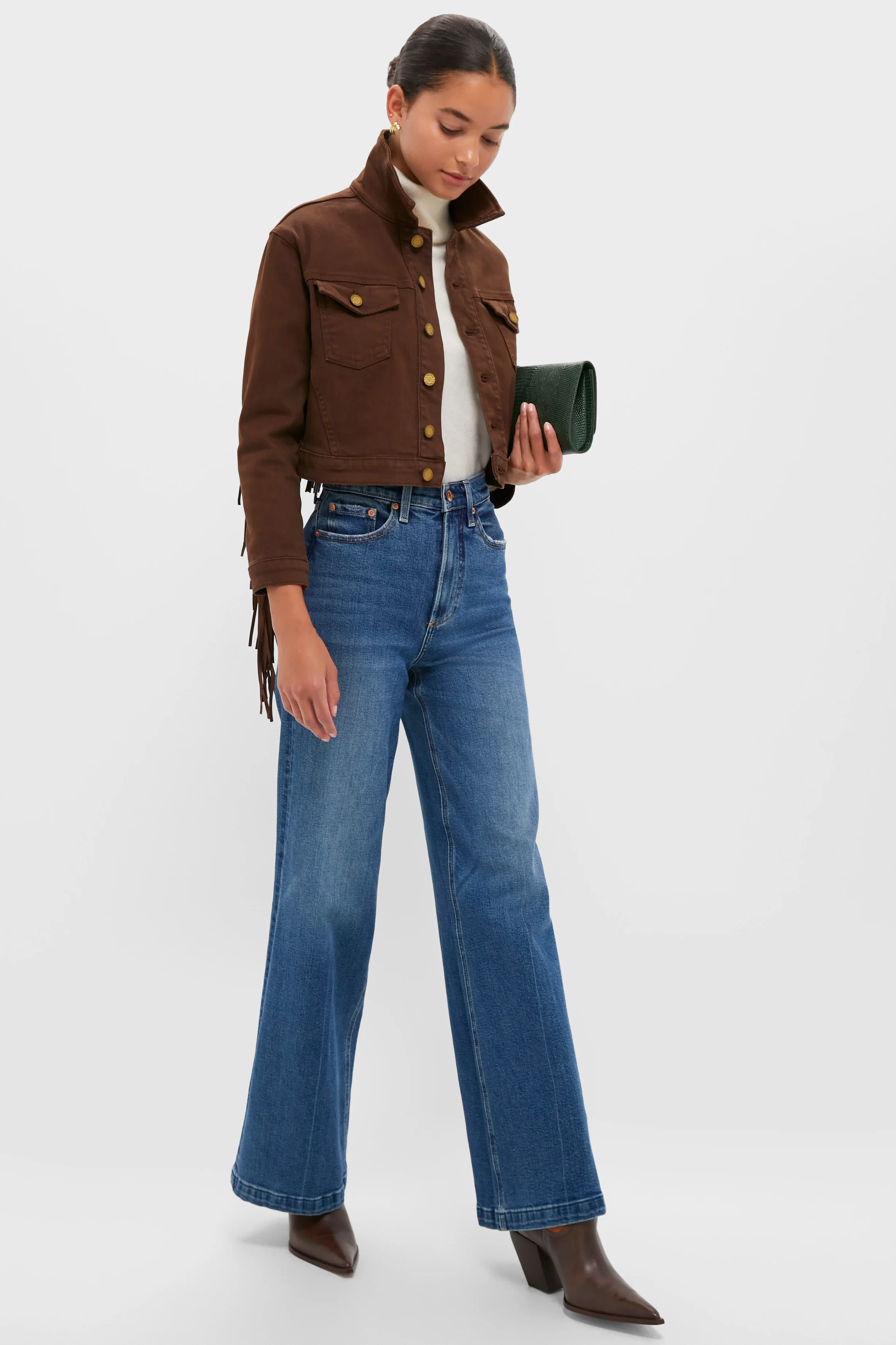 Brown Koda Crop Fringe Jacket - Image 2