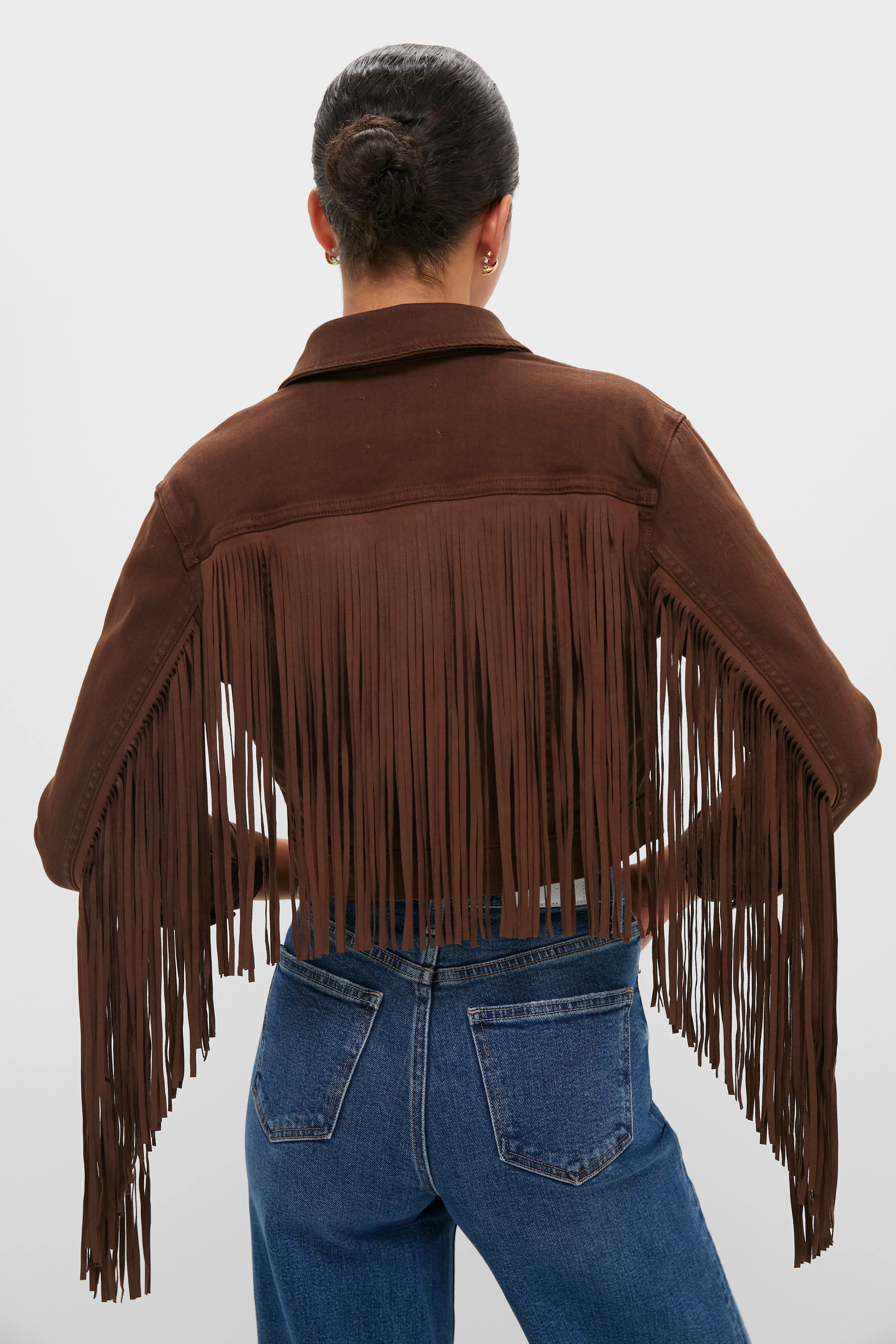 Brown Koda Crop Fringe Jacket - Image 4