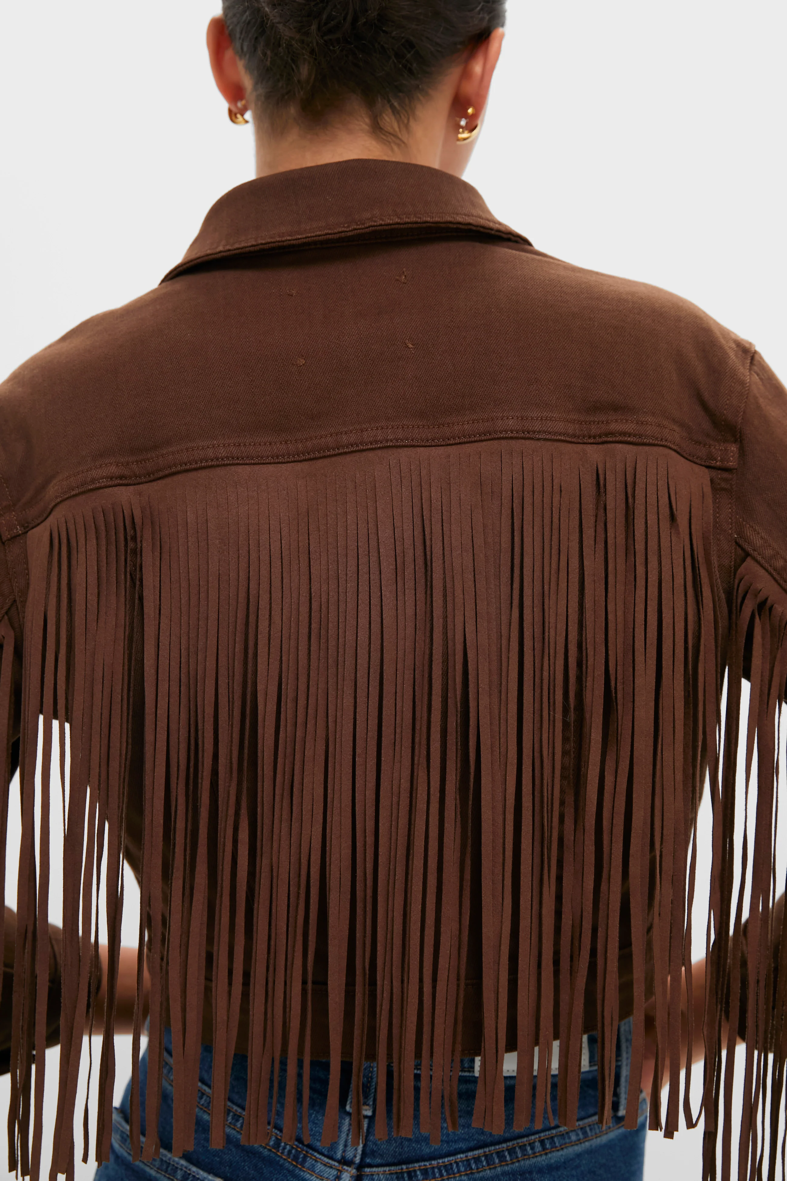 Brown Koda Crop Fringe Jacket - Image 5
