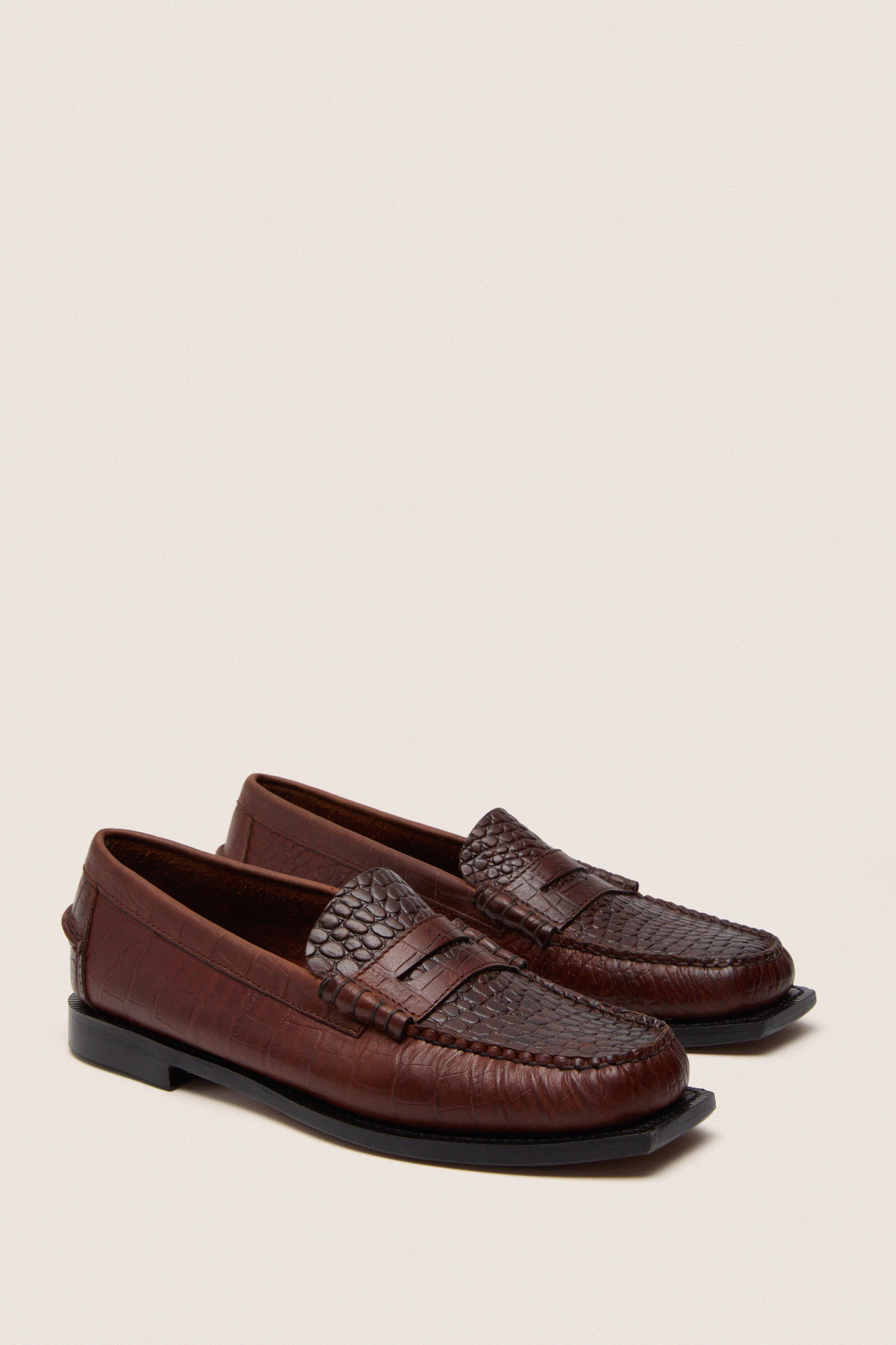 Brown Madison Crocodile Loafers - Image 4