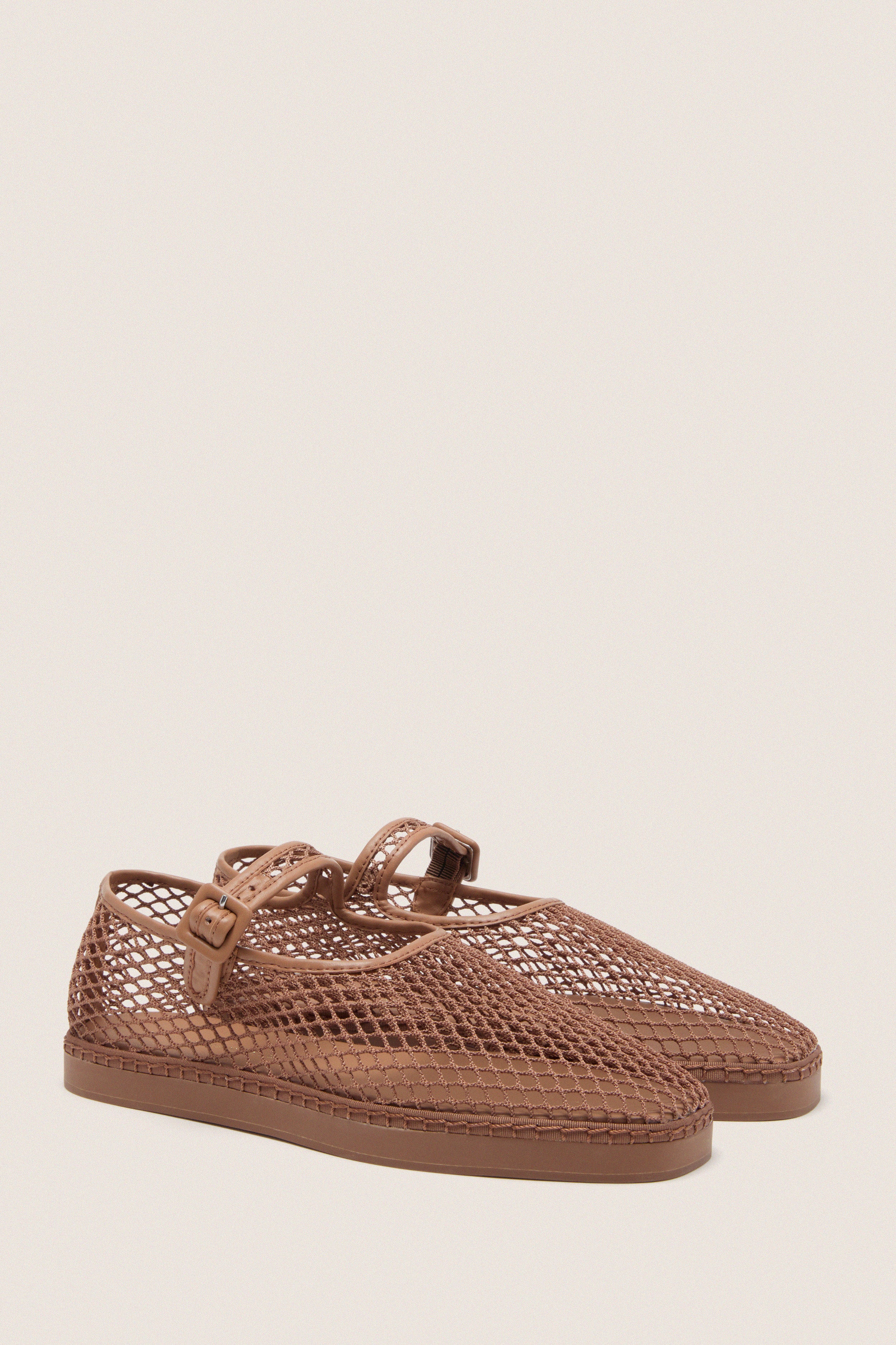 Brown Netted Mesh Rita Mary Janes - Image 4