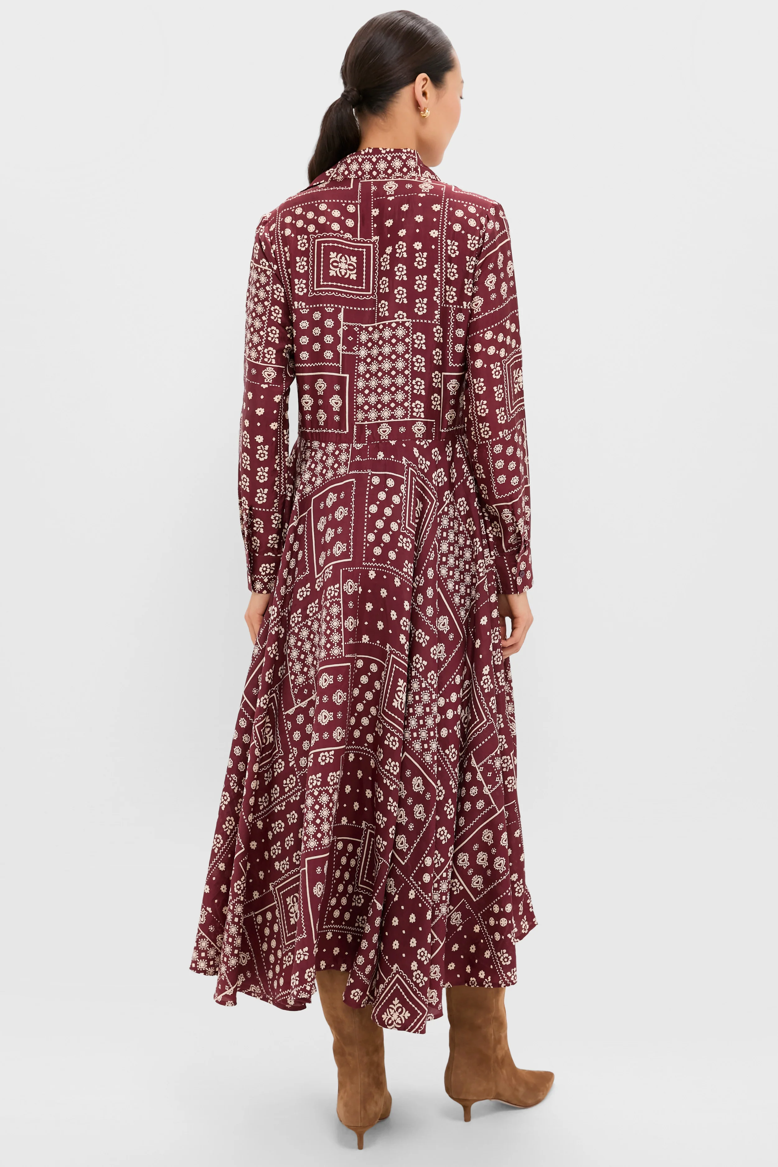 Brown Saddle Aelin Panel Silk Dress - Image 4