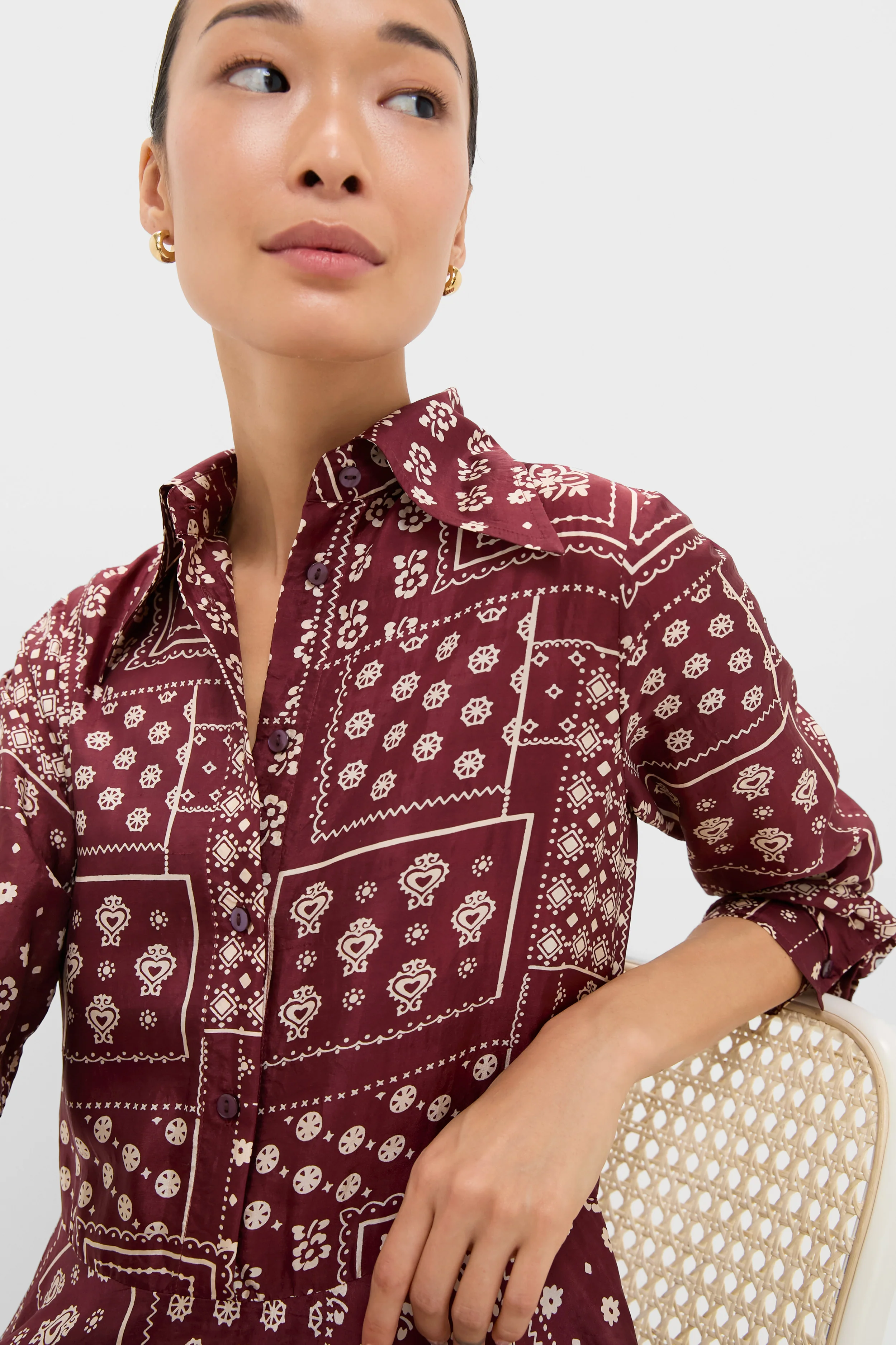 Brown Saddle Aelin Panel Silk Dress - Image 5