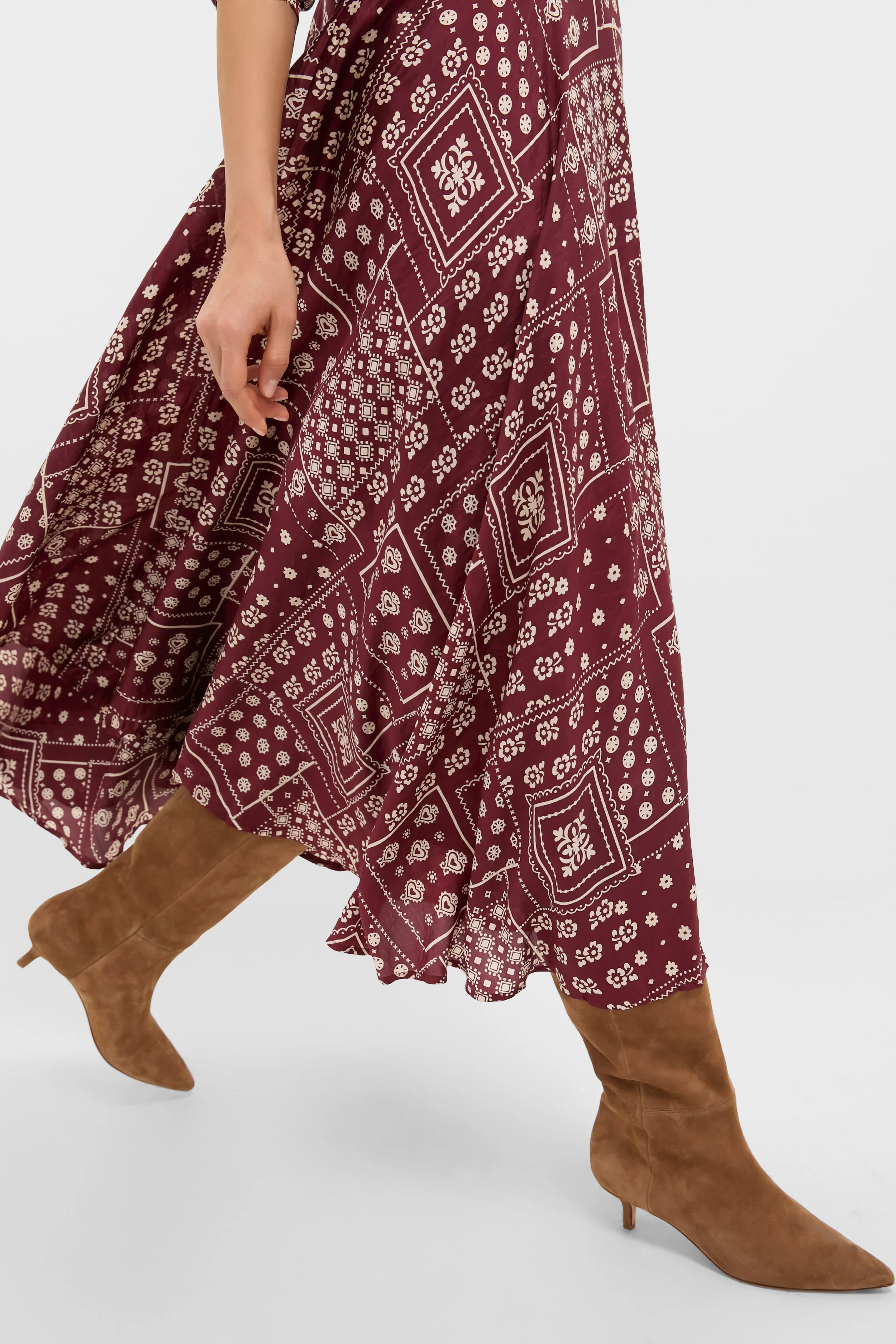 Brown Saddle Aelin Panel Silk Dress - Image 6