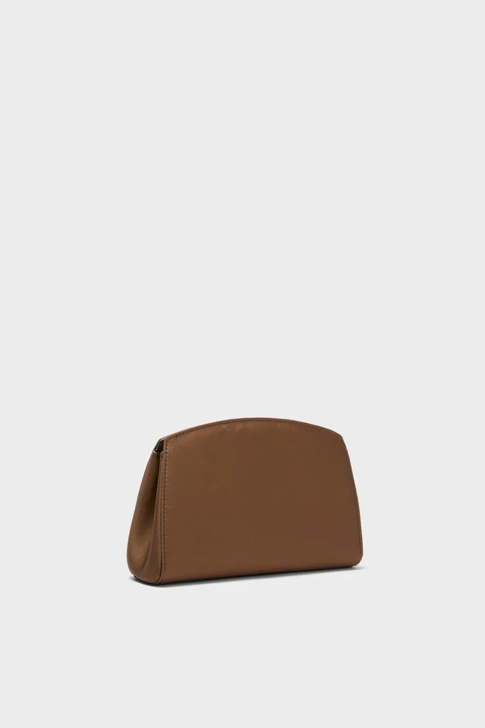 Brown Satin Pushlock Clutch - Image 4