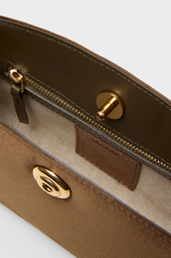 Brown Satin Pushlock Clutch - Image 5