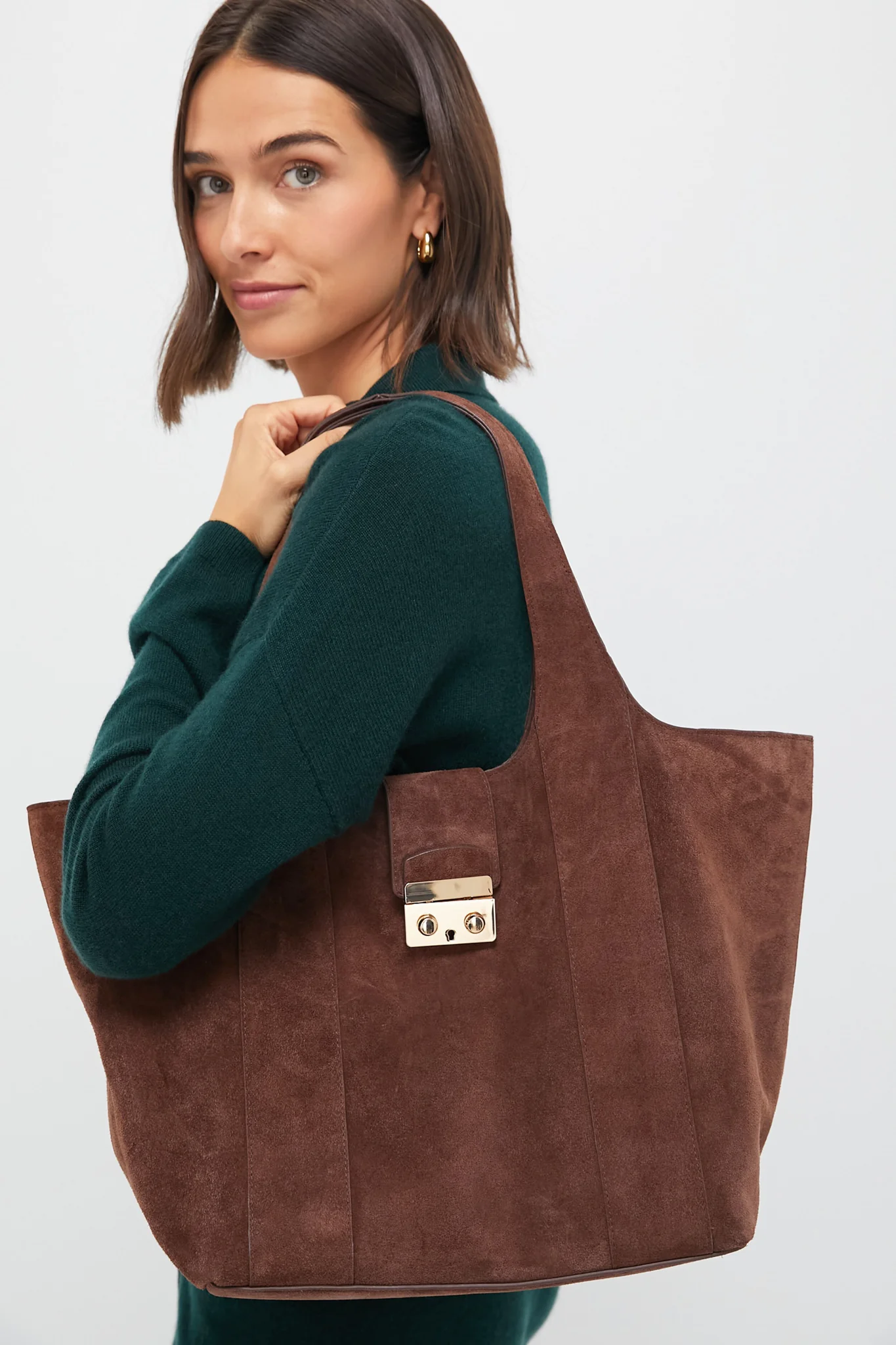 Brown Suede Large Market Tote - Image 3