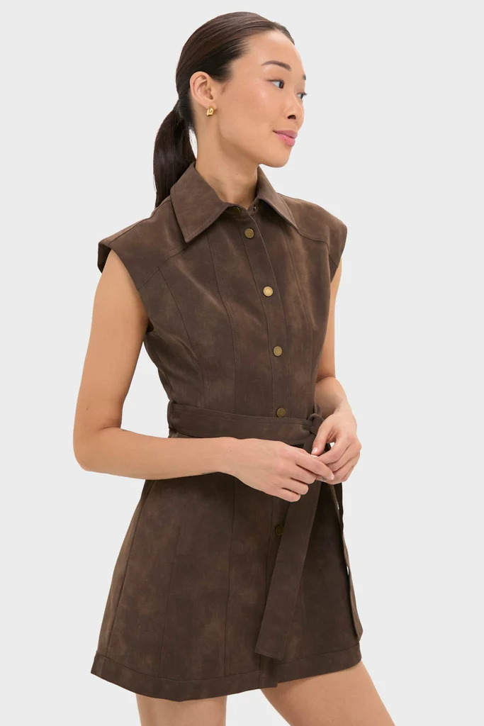 Brown Suede Miller Mini Dress - Image 3