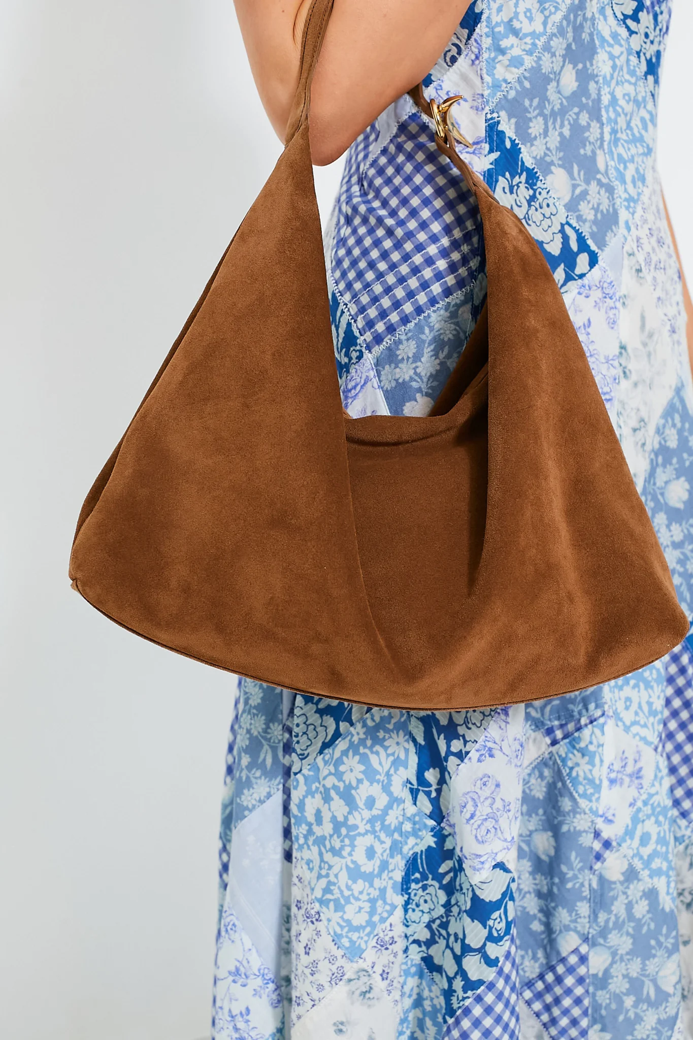 Brown Suede Pillow Shoulder Bag - Image 2
