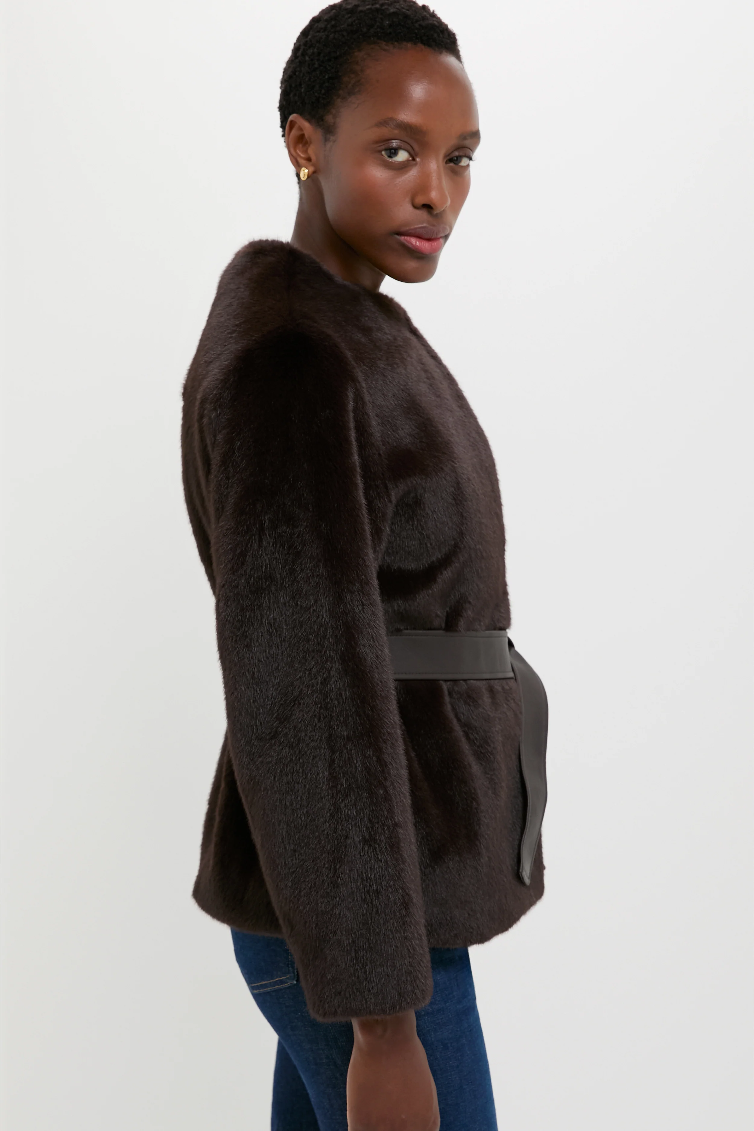 Brun Fabu Fur Wrap Coat - Image 3