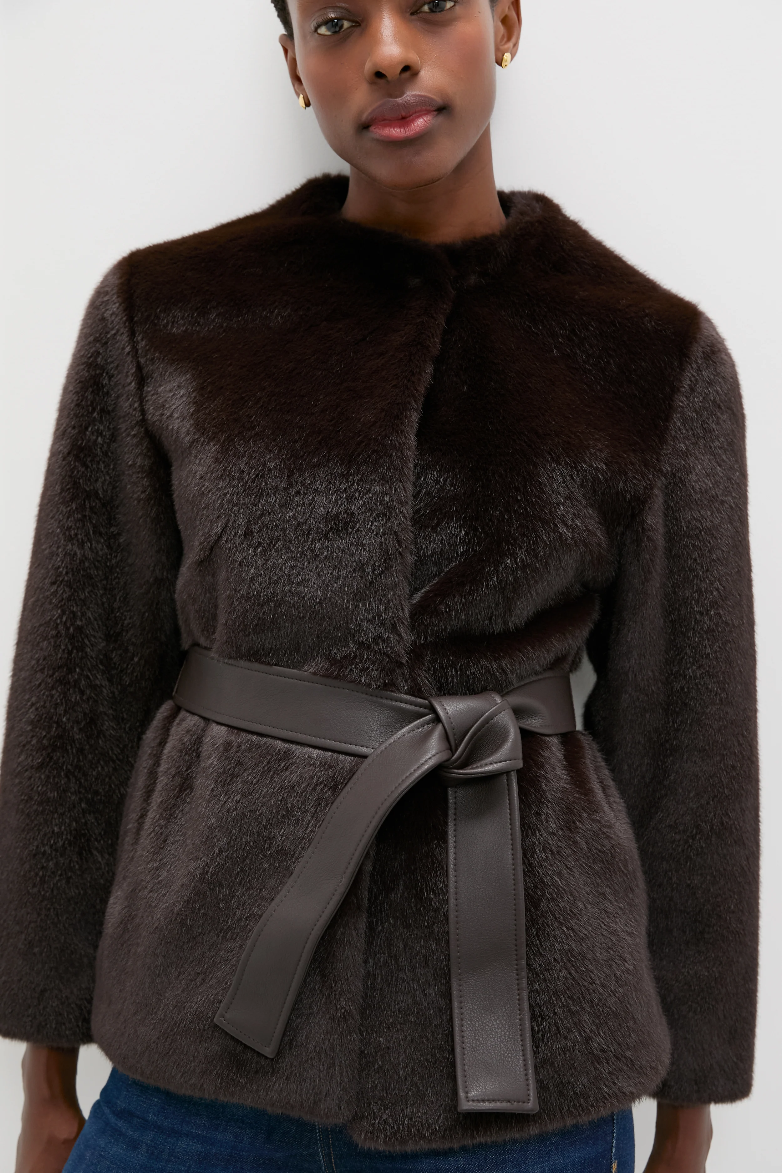 Brun Fabu Fur Wrap Coat - Image 5