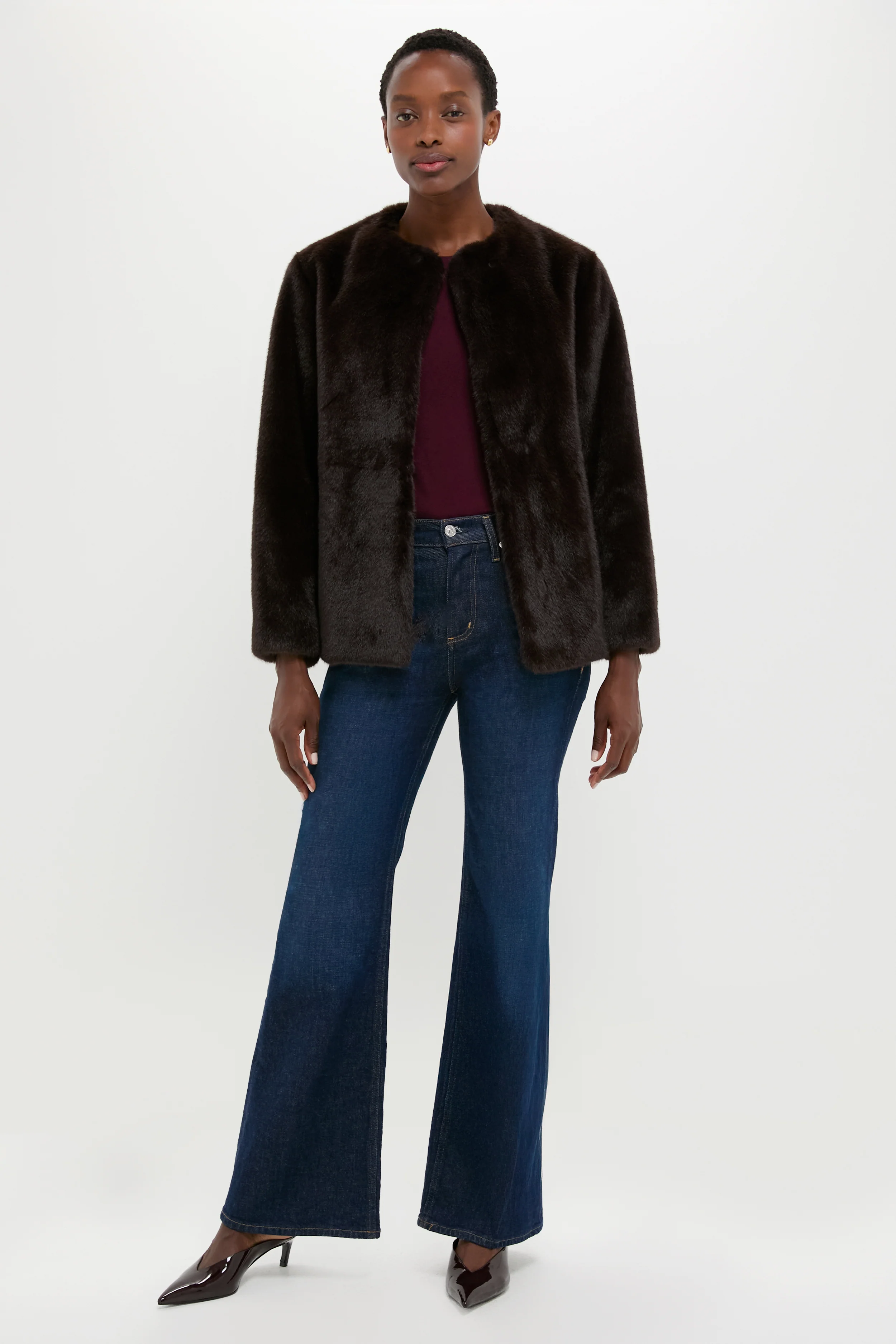 Brun Fabu Fur Wrap Coat - Image 6