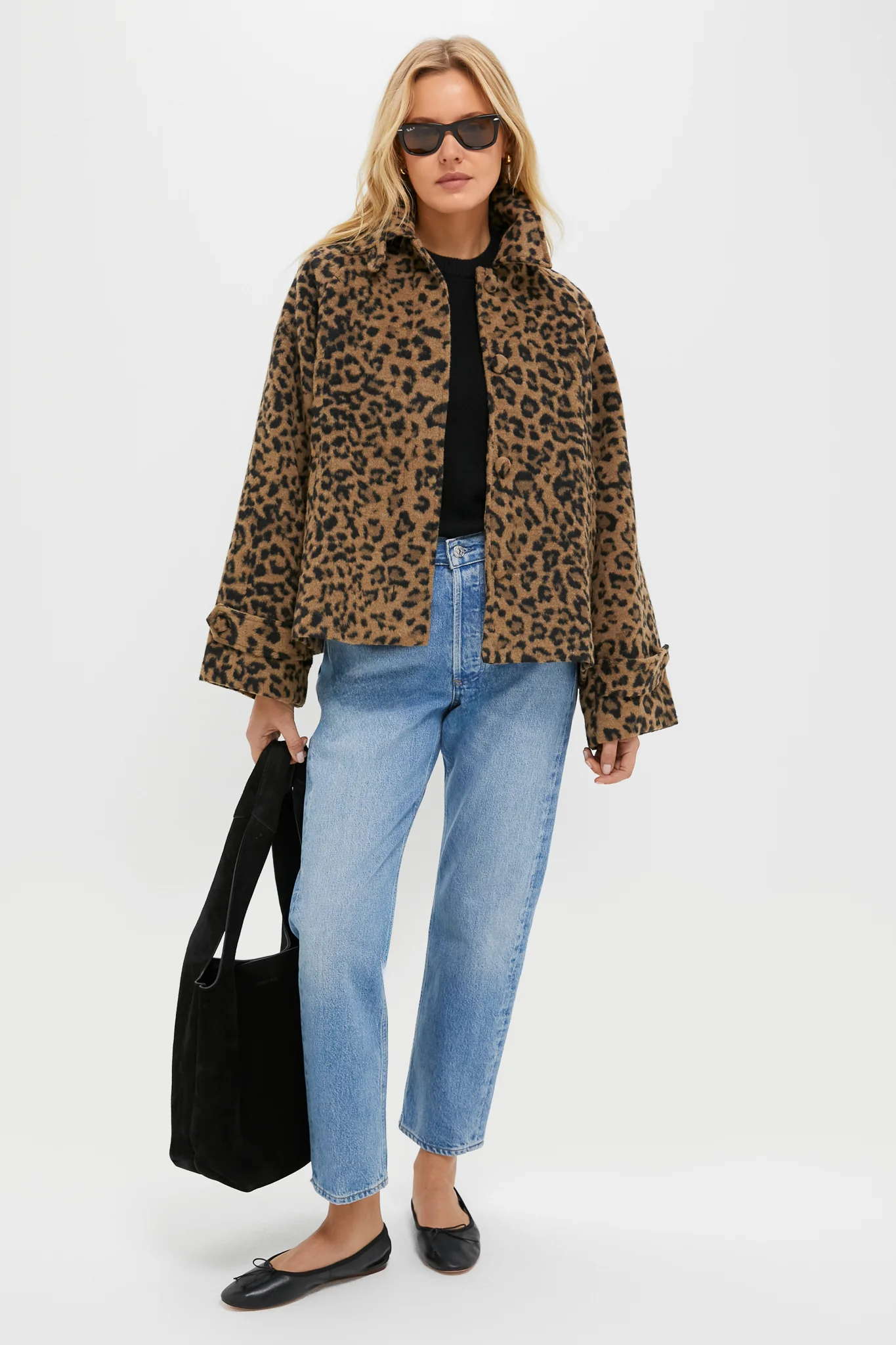 Brushed Wool Leopard Drew Short Trench Coat - Image 2