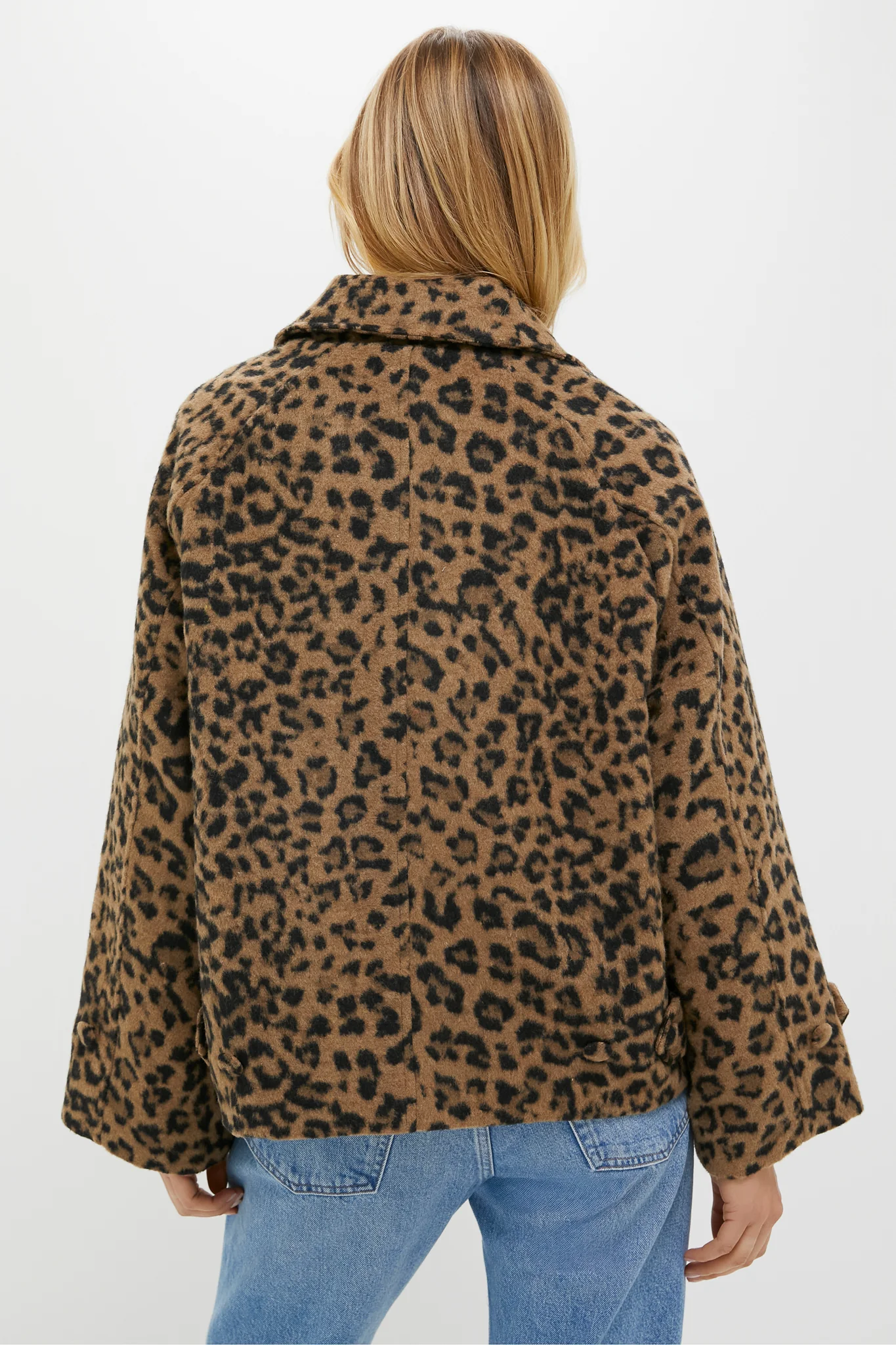 Brushed Wool Leopard Drew Short Trench Coat - Image 4