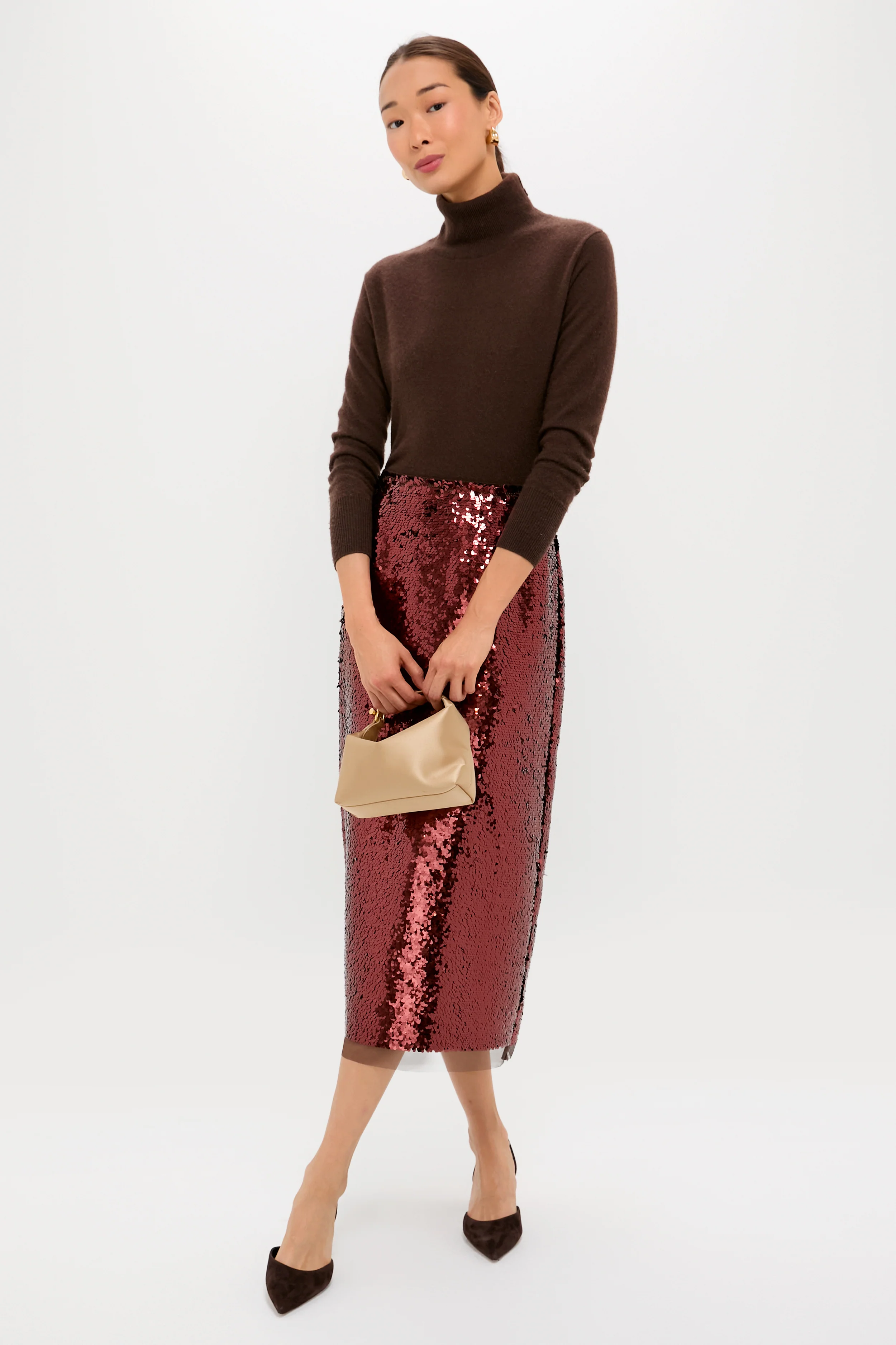 Radiant Bronze Sequin Phillips Midi Skirt - Image 2