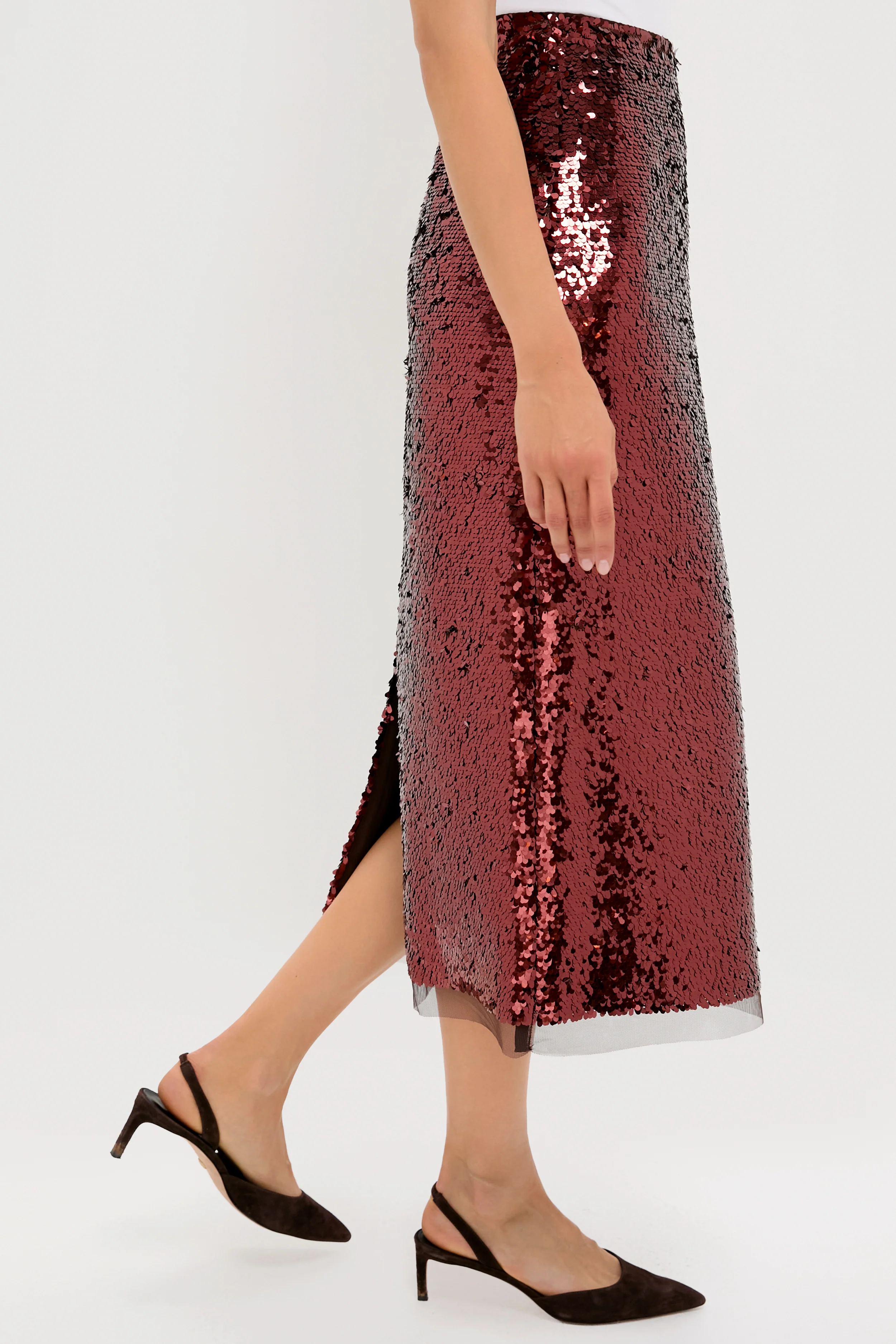 Radiant Bronze Sequin Phillips Midi Skirt - Image 3